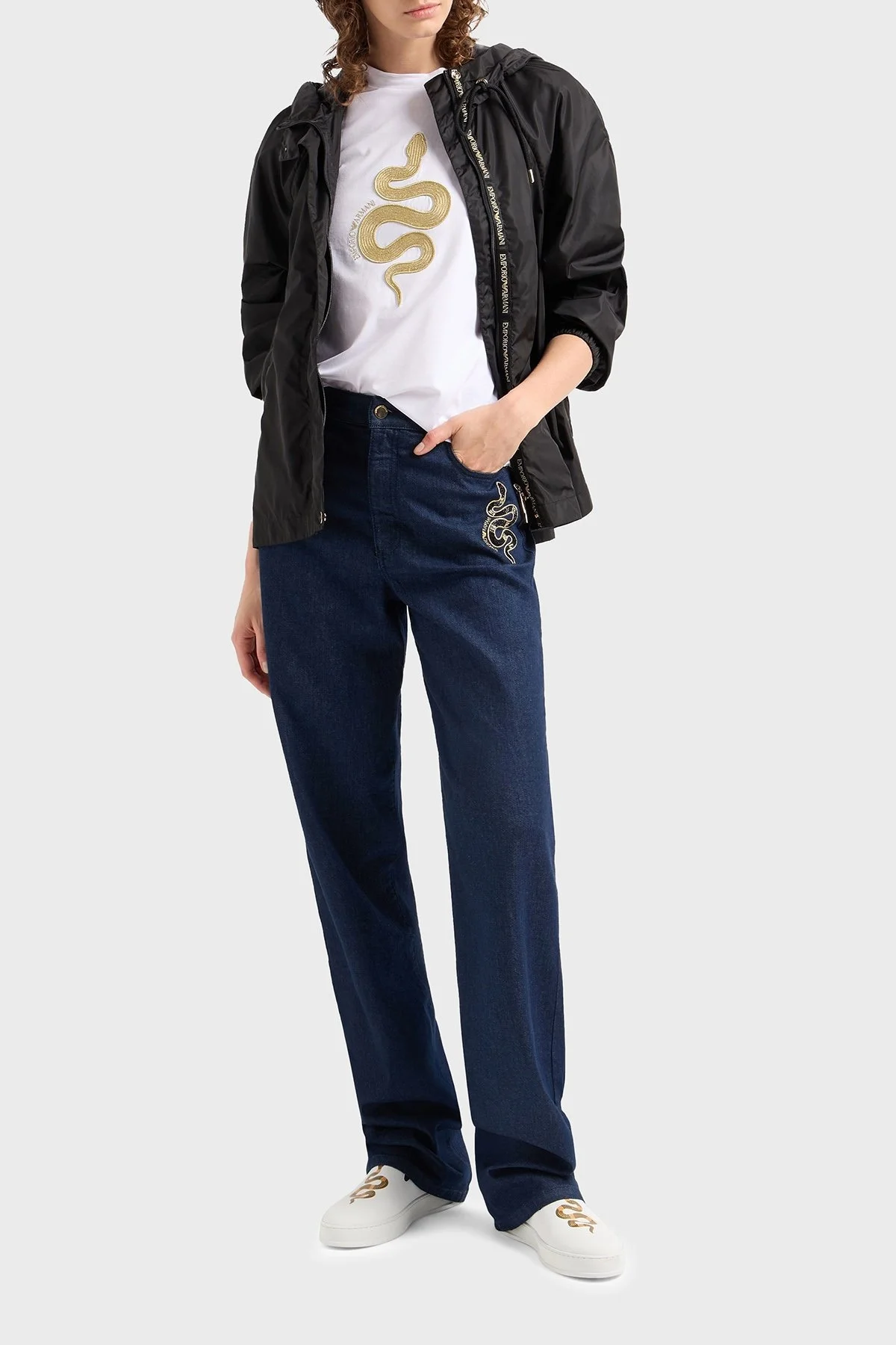 Emporio Armani Regular Fit Kapüşonlu Logolu Bayan Ceket EW001163 AF13339 UC001 SİYAH - 8