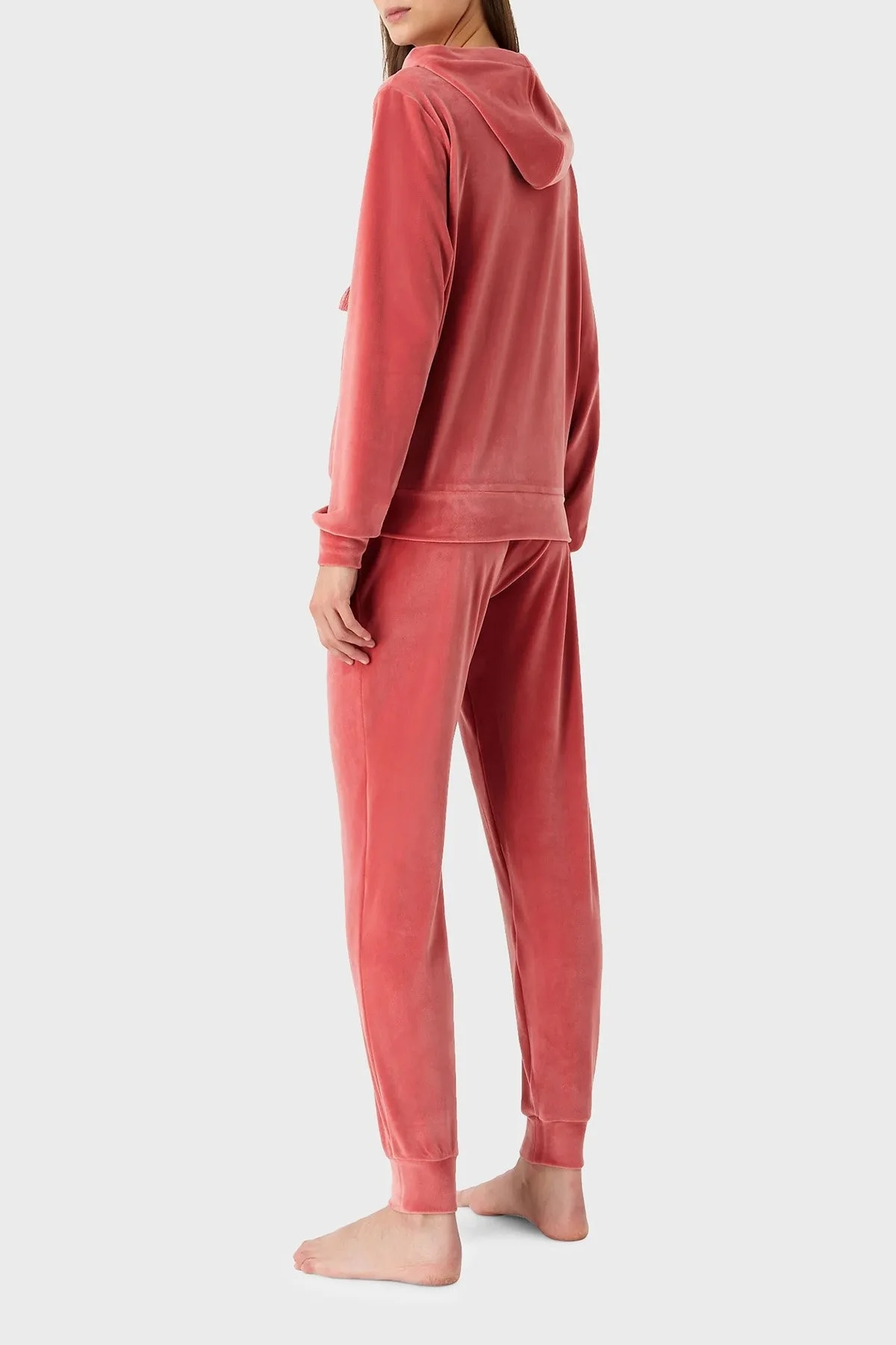 Emporio Armani Regular Fit Kapüşonlu Şönil Bayan Eşofman Takımı 164730 3F260 03051 PEMBE - 5