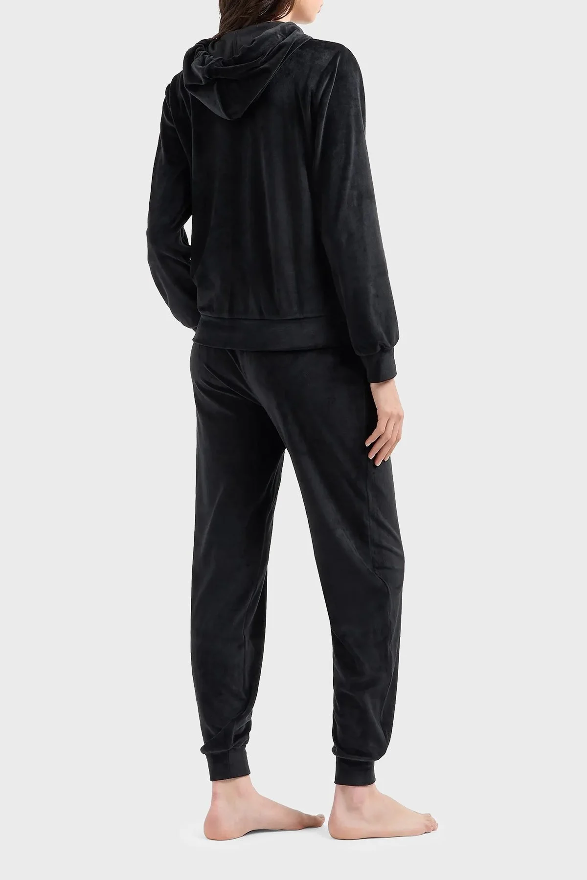 Emporio Armani Regular Fit Kapüşonlu Şönil Bayan Eşofman Takımı 1648894 F2600 0020 SİYAH - 7