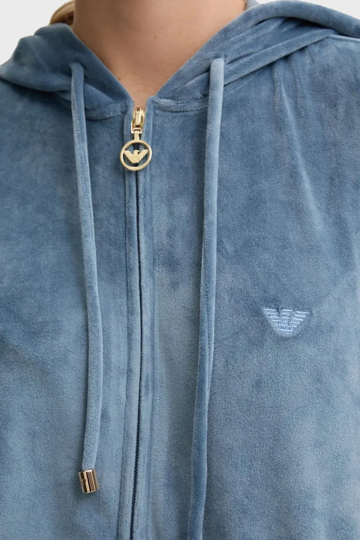 Emporio Armani Regular Fit Kapüşonlu Şönil Bayan Eşofman Takımı 1648894 F2600 3541 MAVİ - 13