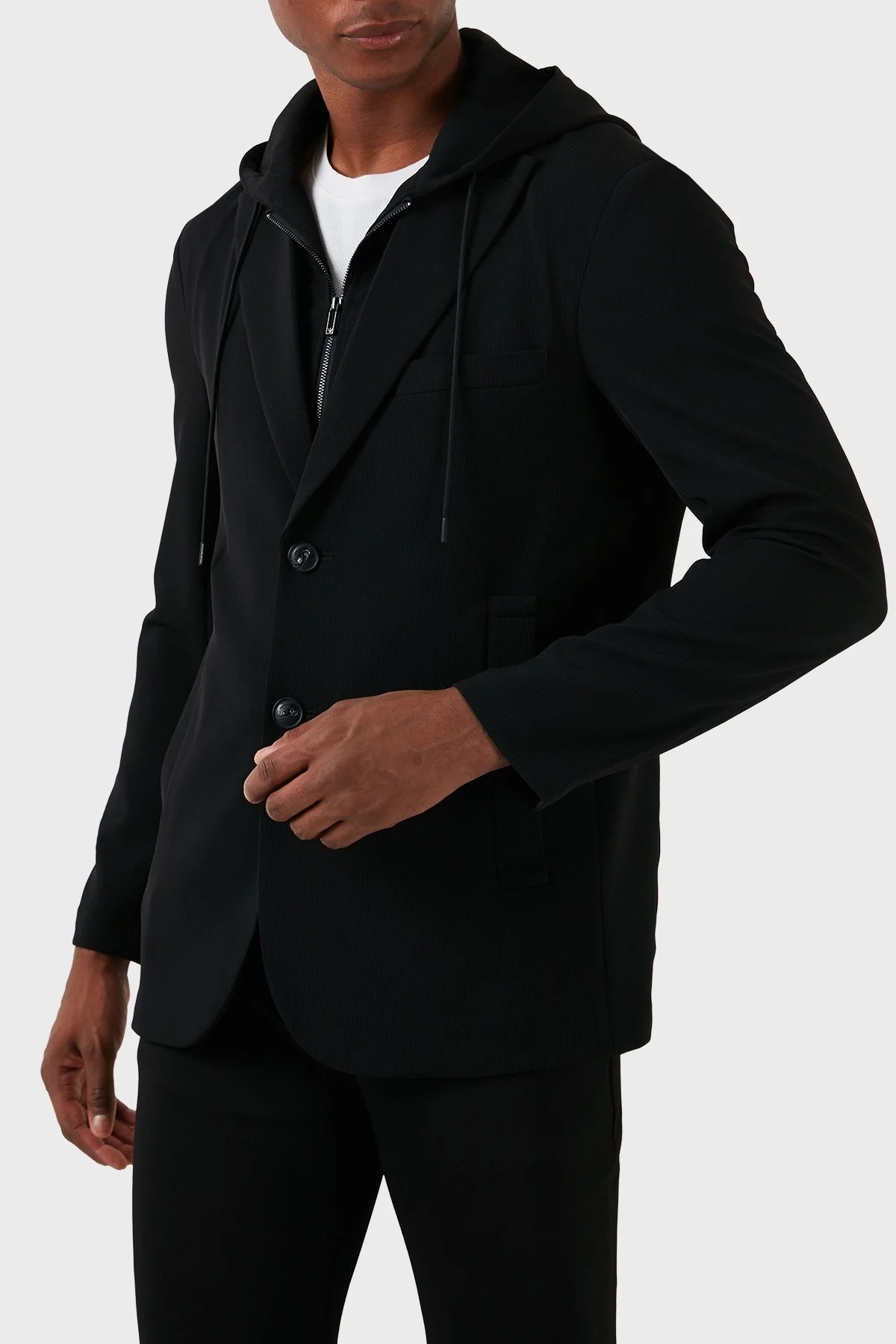Emporio Armani Regular Fit Kapüşonlu Spor Blazer Erkek Ceket 3D1G73 1NPQZ 0999 SİYAH - 2