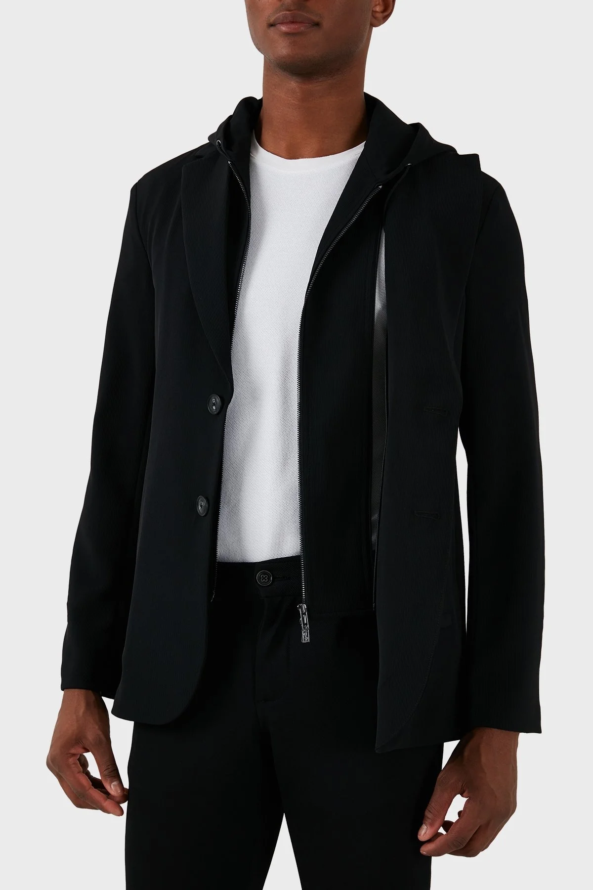 Emporio Armani Regular Fit Kapüşonlu Spor Blazer Erkek Ceket 3D1G73 1NPQZ 0999 SİYAH - 5