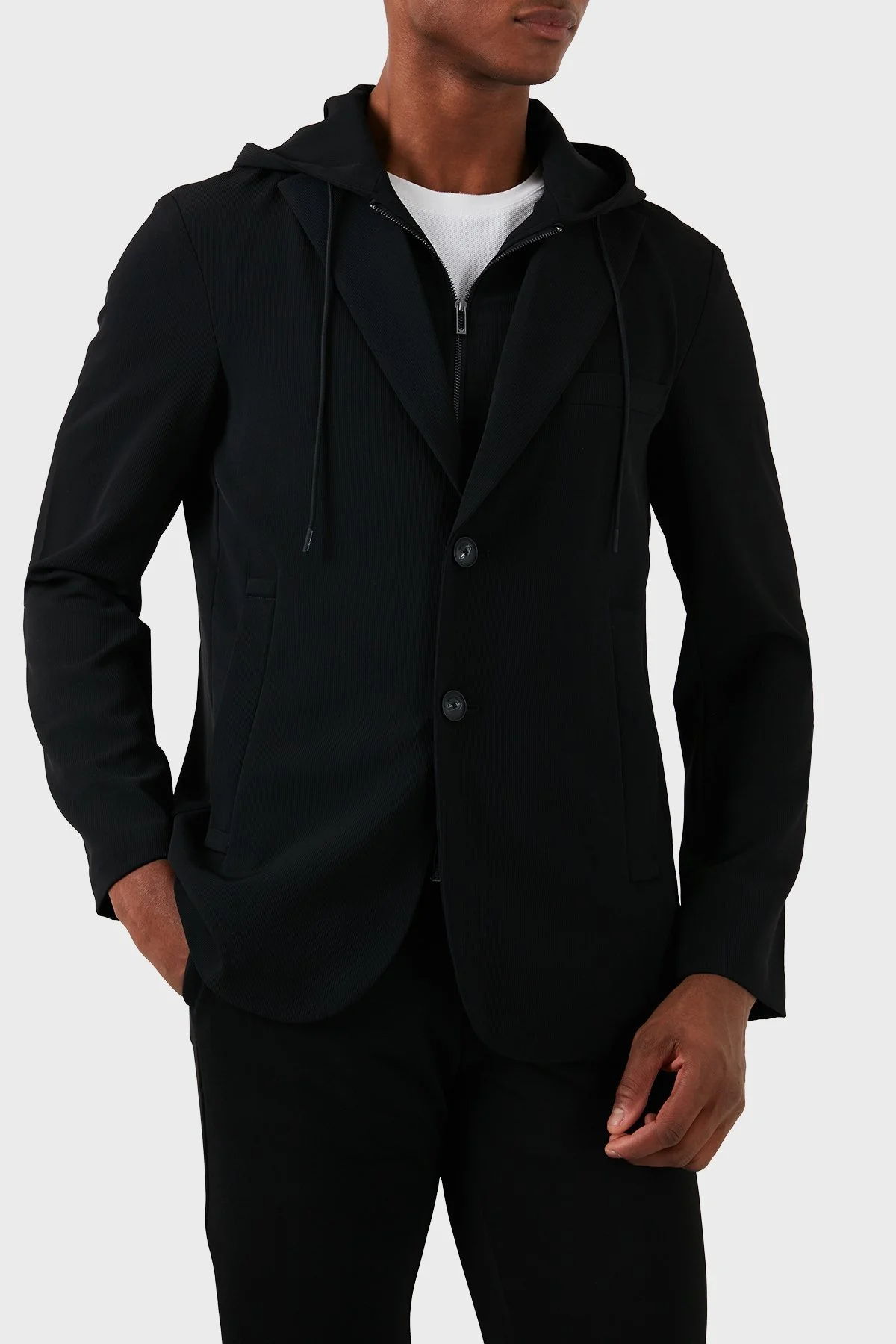 Emporio Armani Regular Fit Kapüşonlu Spor Blazer Erkek Ceket 3D1G73 1NPQZ 0999 SİYAH - 7