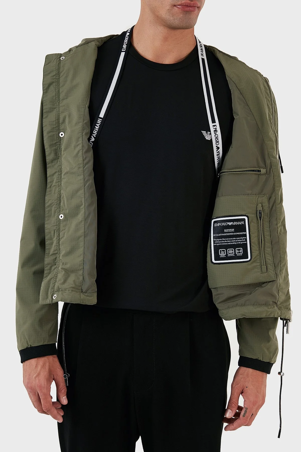 Emporio Armani Regular Fit Kapüşonlu Spor Erkek Ceket 6R1BU2 1NAMZ 0645 YEŞİL - 3