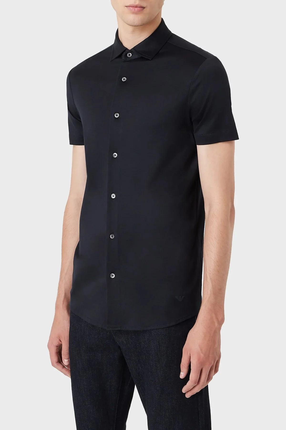 Emporio Armani Regular Fit Kısa Kol Pamuklu Erkek Gömlek 8N1CG0 1JUVZ 0920 LACİVERT - 1