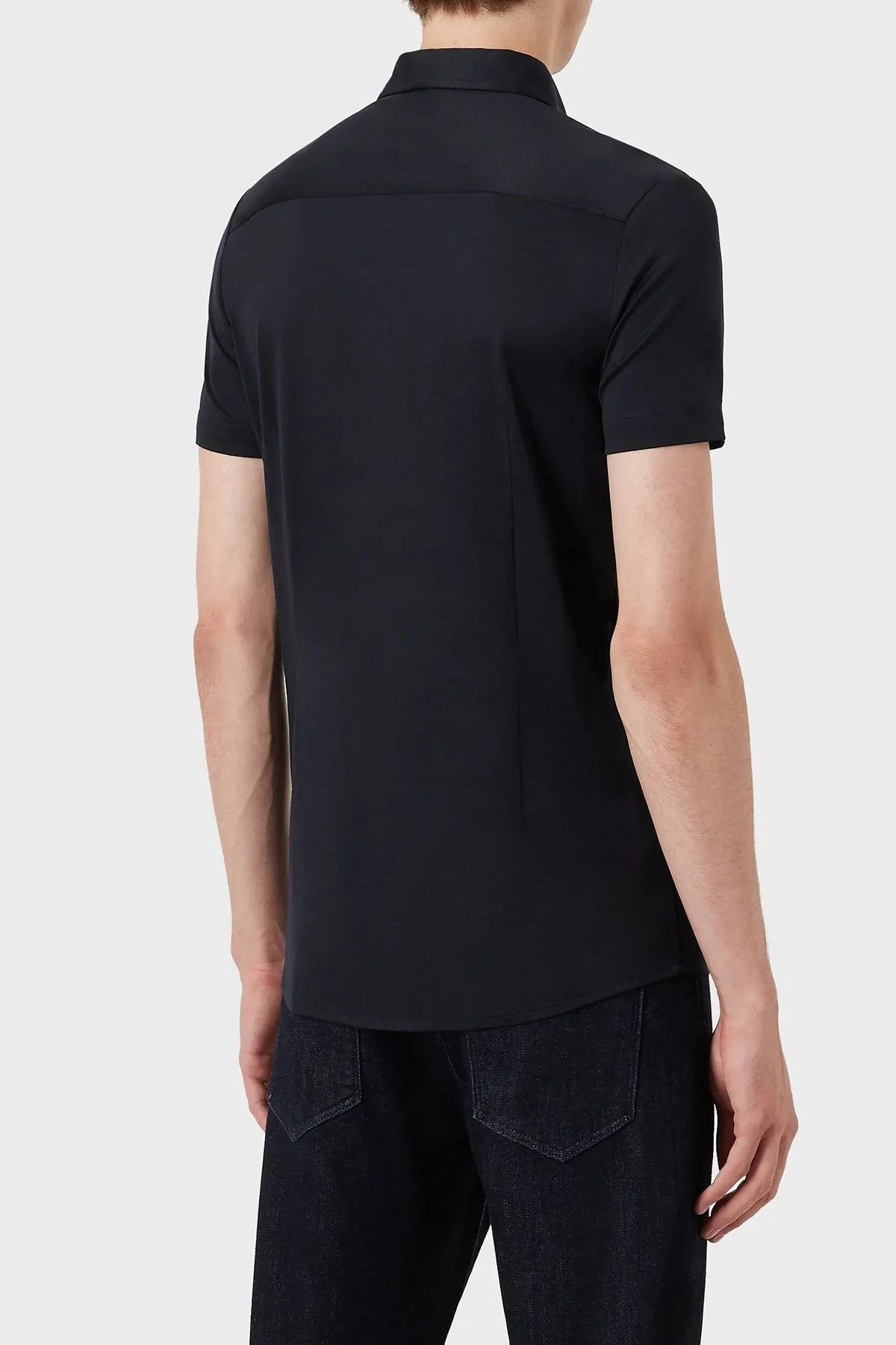 Emporio Armani Regular Fit Kısa Kol Pamuklu Erkek Gömlek 8N1CG0 1JUVZ 0920 LACİVERT - 3