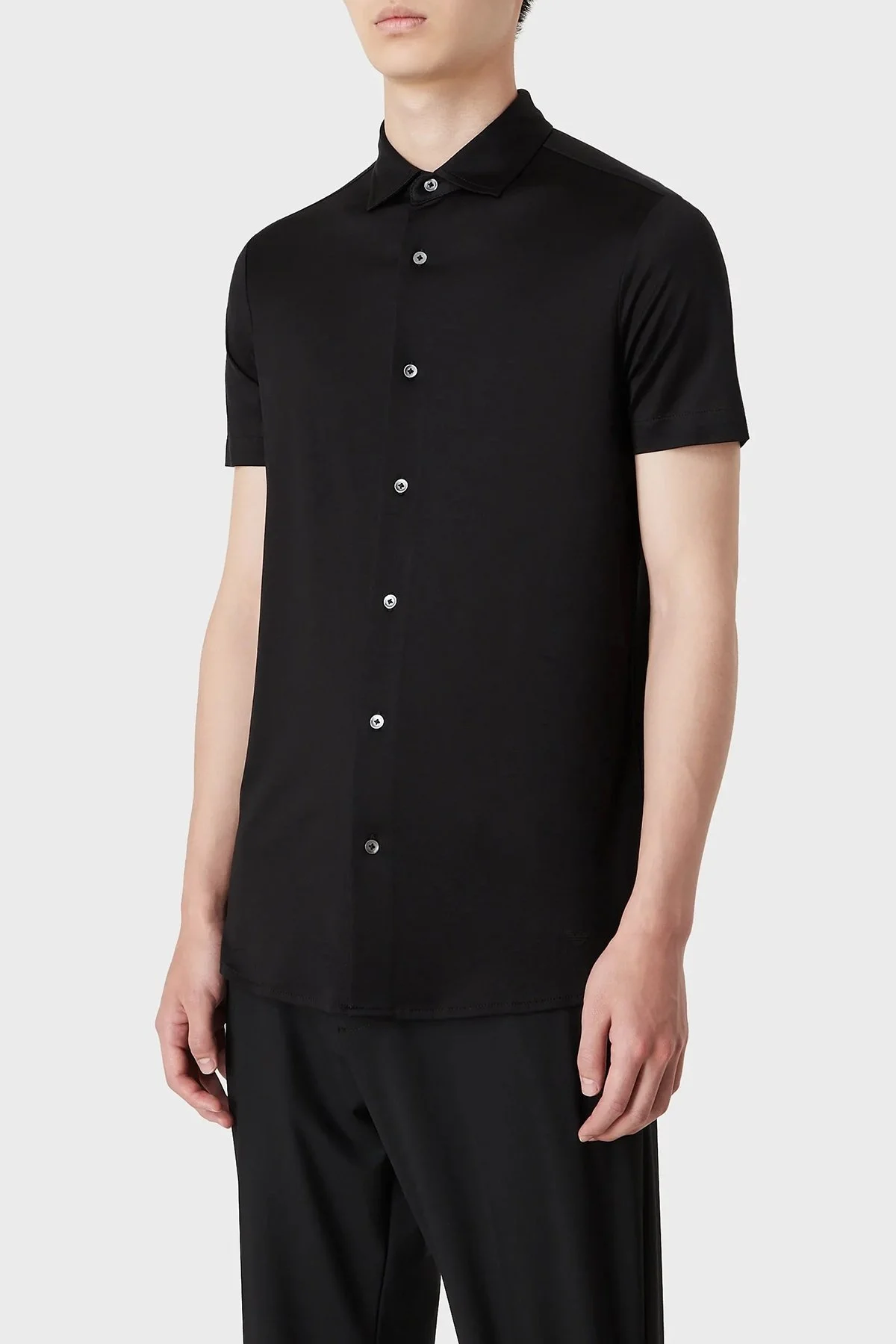 Emporio Armani Regular Fit Kısa Kol Pamuklu Erkek Gömlek 8N1CG0 1JUVZ 0999 SİYAH - 1