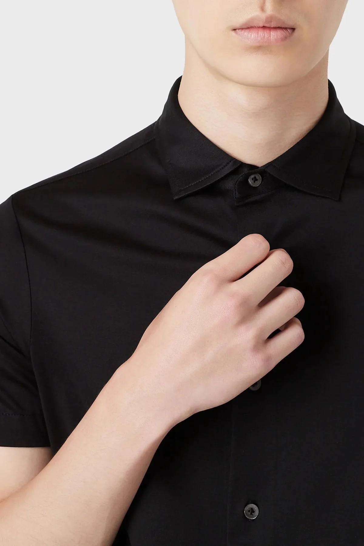 Emporio Armani Regular Fit Kısa Kol Pamuklu Erkek Gömlek 8N1CG0 1JUVZ 0999 SİYAH - 3