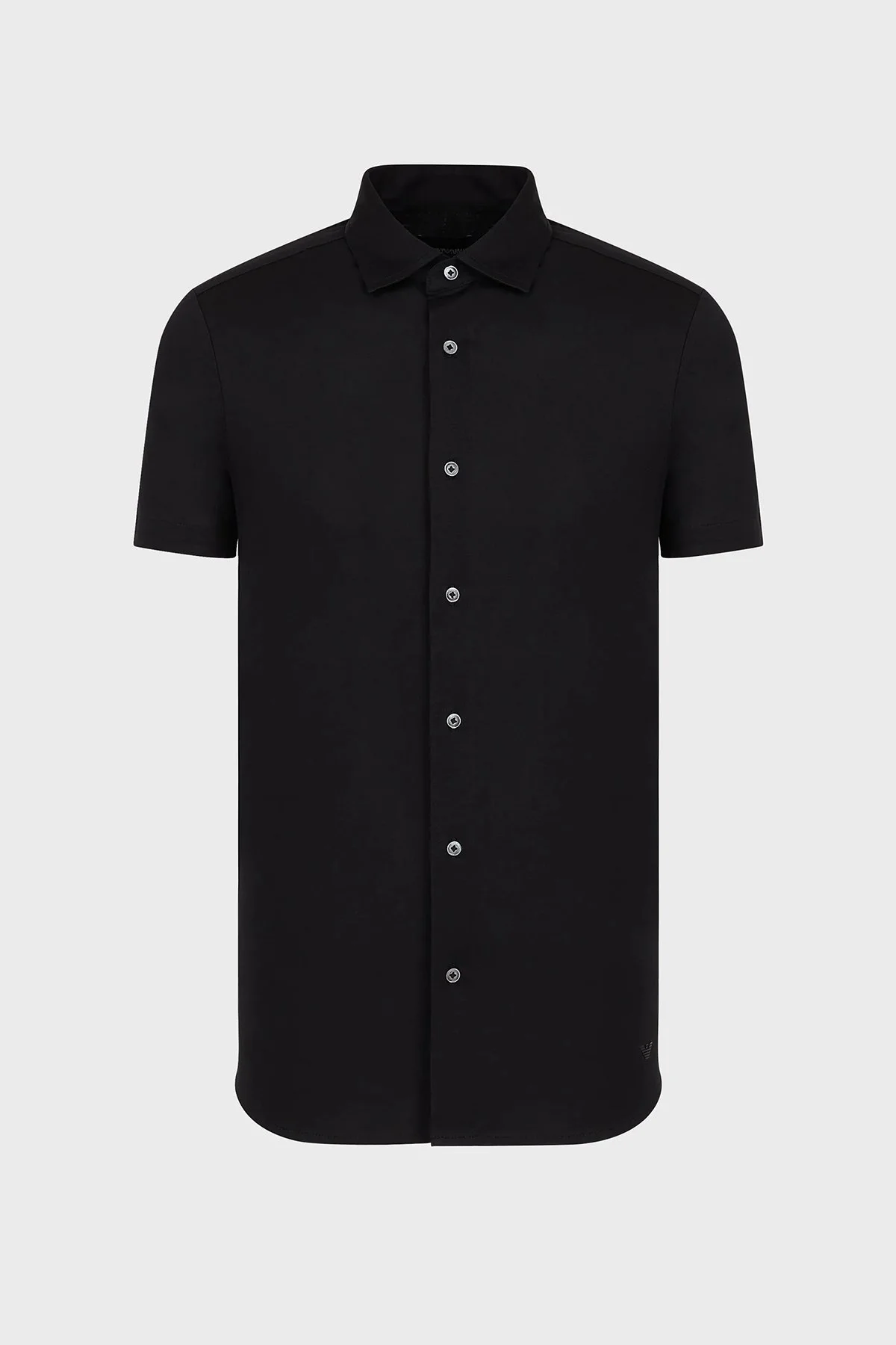 Emporio Armani Regular Fit Kısa Kol Pamuklu Erkek Gömlek 8N1CG0 1JUVZ 0999 SİYAH - 4