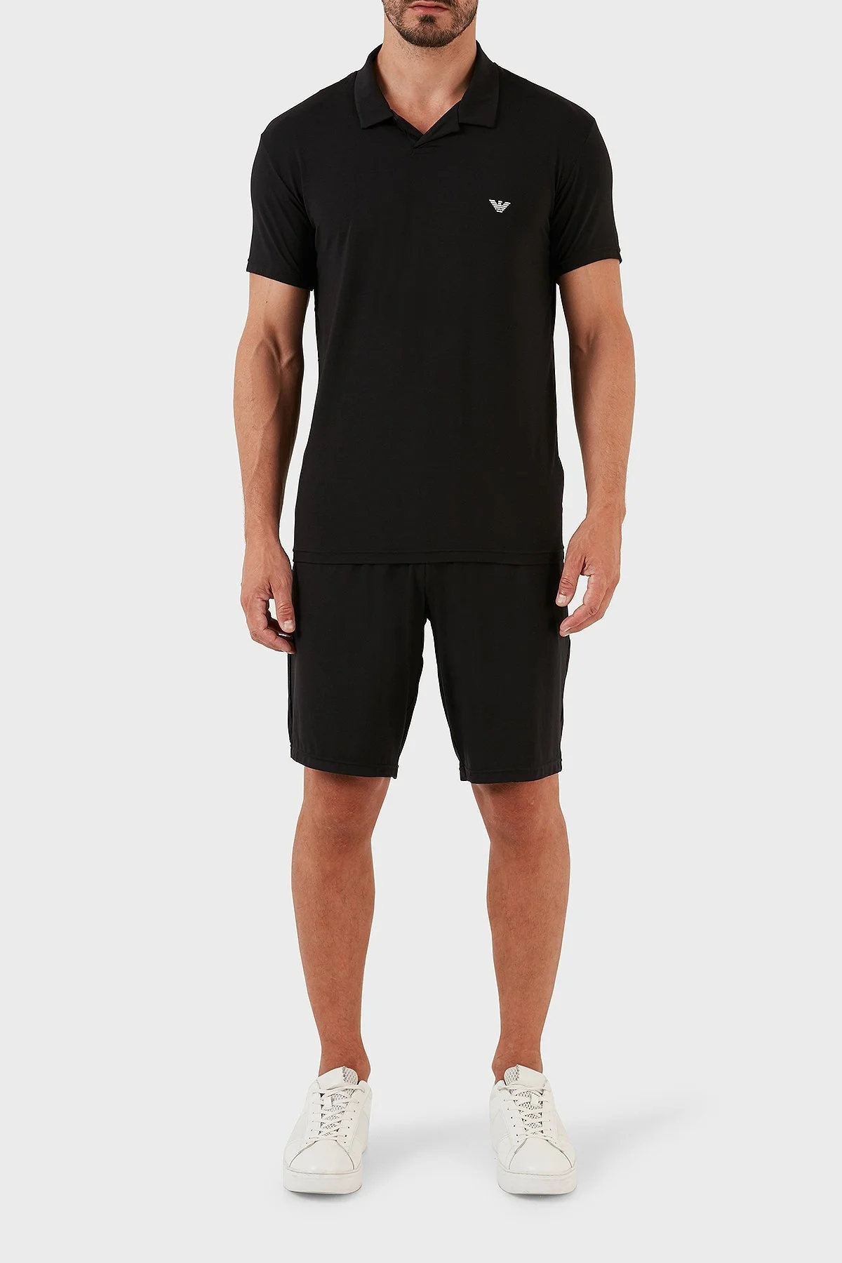 Emporio Armani Regular Fit Kısa Kollu Polo Yaka Erkek Pijama Takımı 111981 3R511 00020 SİYAH - 1