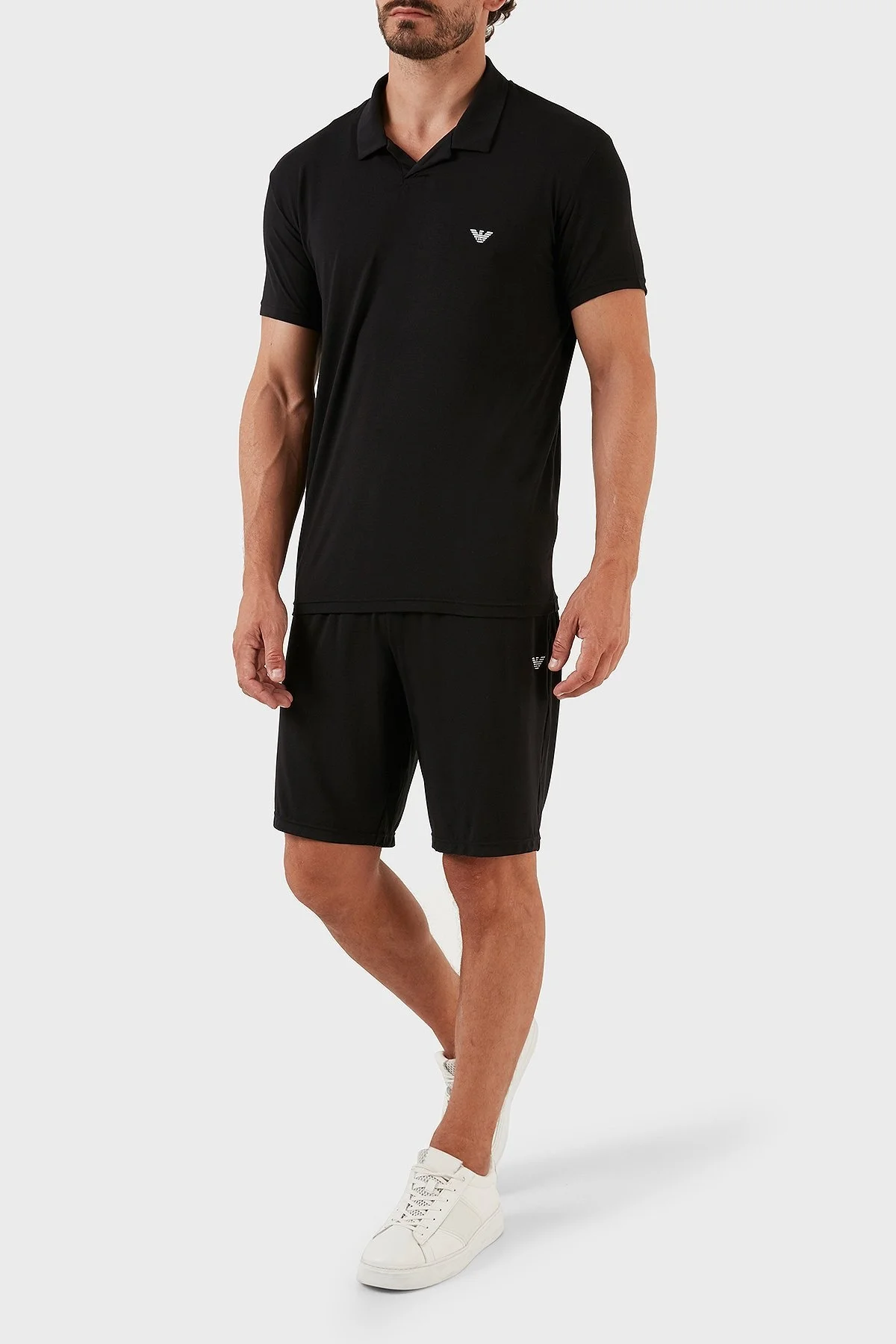 Emporio Armani Regular Fit Kısa Kollu Polo Yaka Erkek Pijama Takımı 111981 3R511 00020 SİYAH - 5