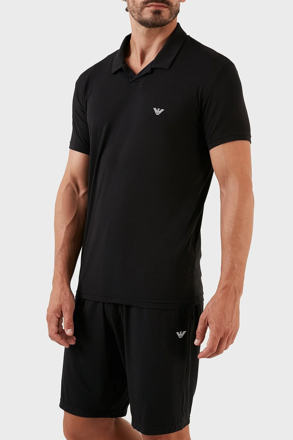 Emporio Armani Regular Fit Kısa Kollu Polo Yaka Erkek Pijama Takımı 111981 3R511 00020 SİYAH - 6