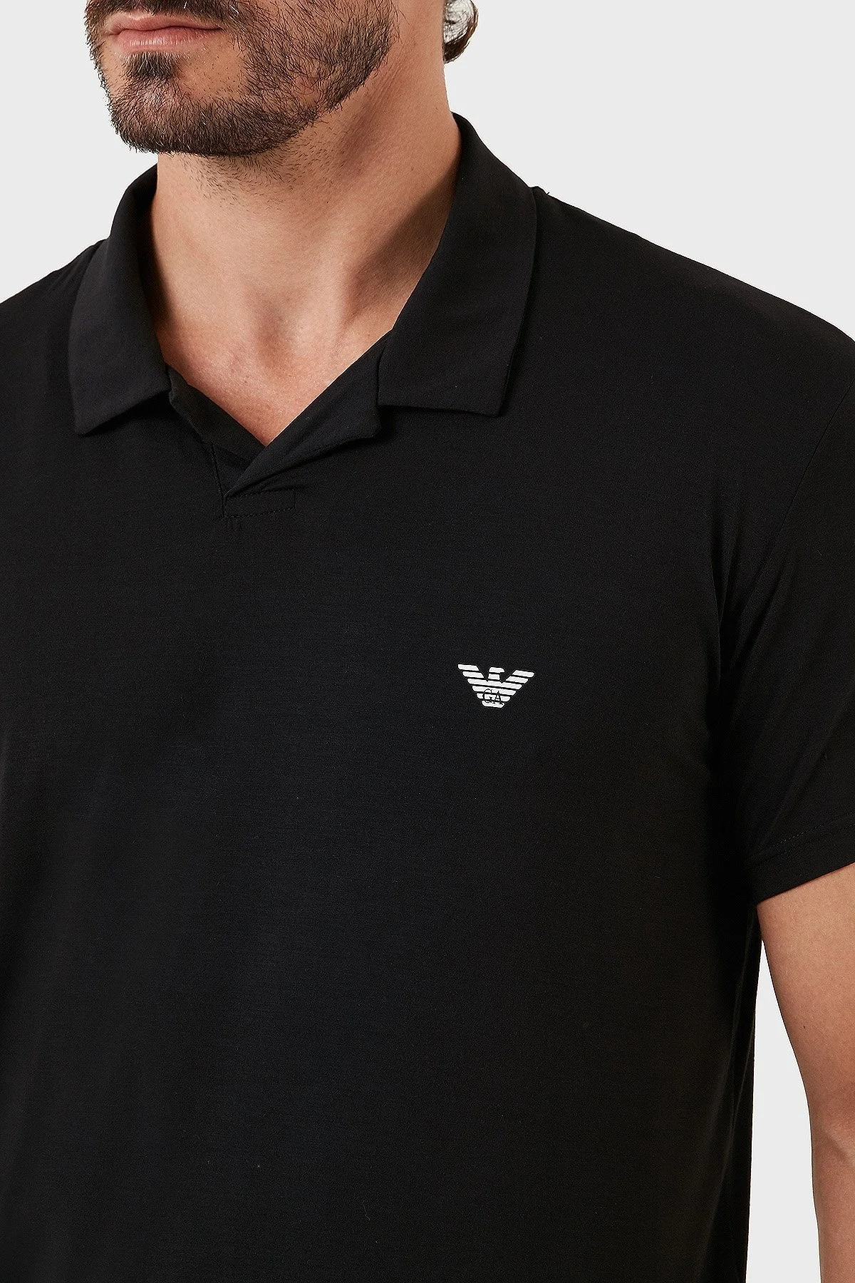 Emporio Armani Regular Fit Kısa Kollu Polo Yaka Erkek Pijama Takımı 111981 3R511 00020 SİYAH - 7