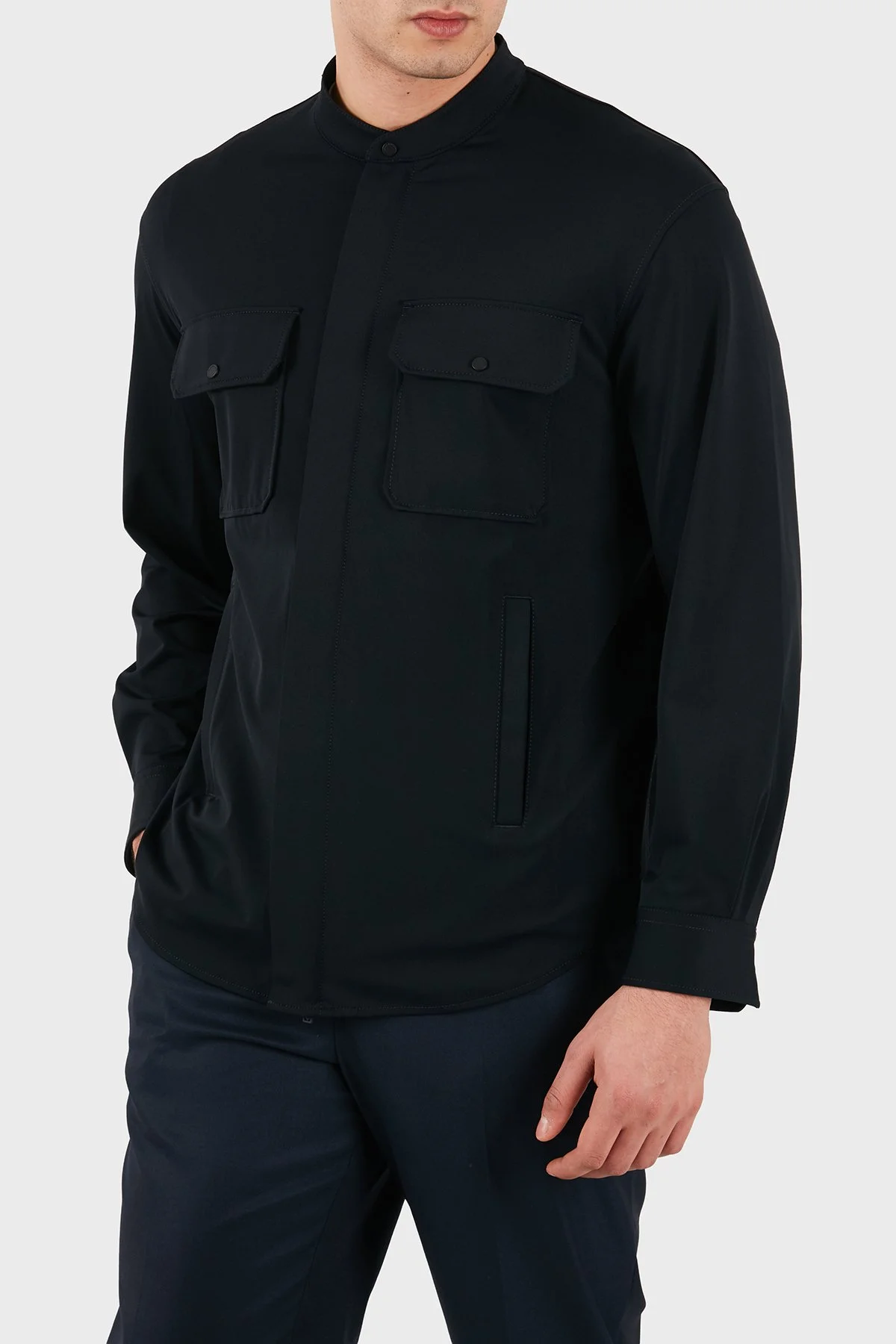 Emporio Armani Regular Fit Klasik Yaka Gizli Fermuarlı Erkek Gömlek EM005427 AF23435 UB118 LACİVERT - 4