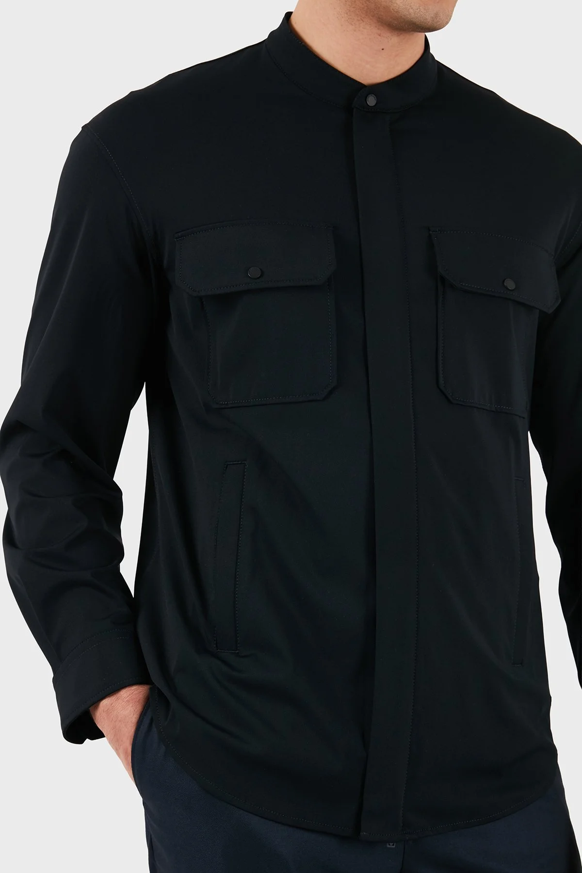 Emporio Armani Regular Fit Klasik Yaka Gizli Fermuarlı Erkek Gömlek EM005427 AF23435 UB118 LACİVERT - 5
