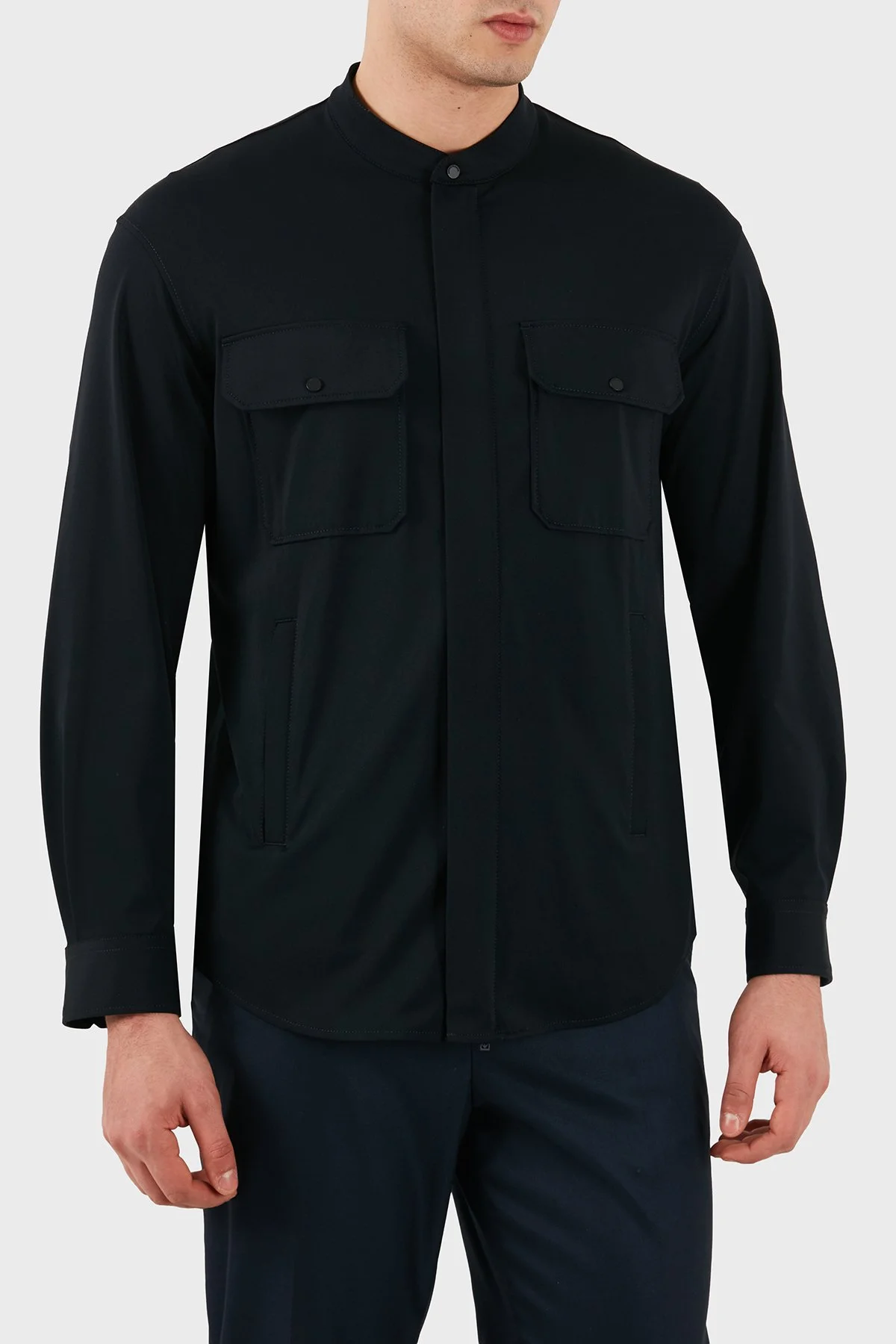 Emporio Armani Regular Fit Klasik Yaka Gizli Fermuarlı Erkek Gömlek EM005427 AF23435 UB118 LACİVERT - 6