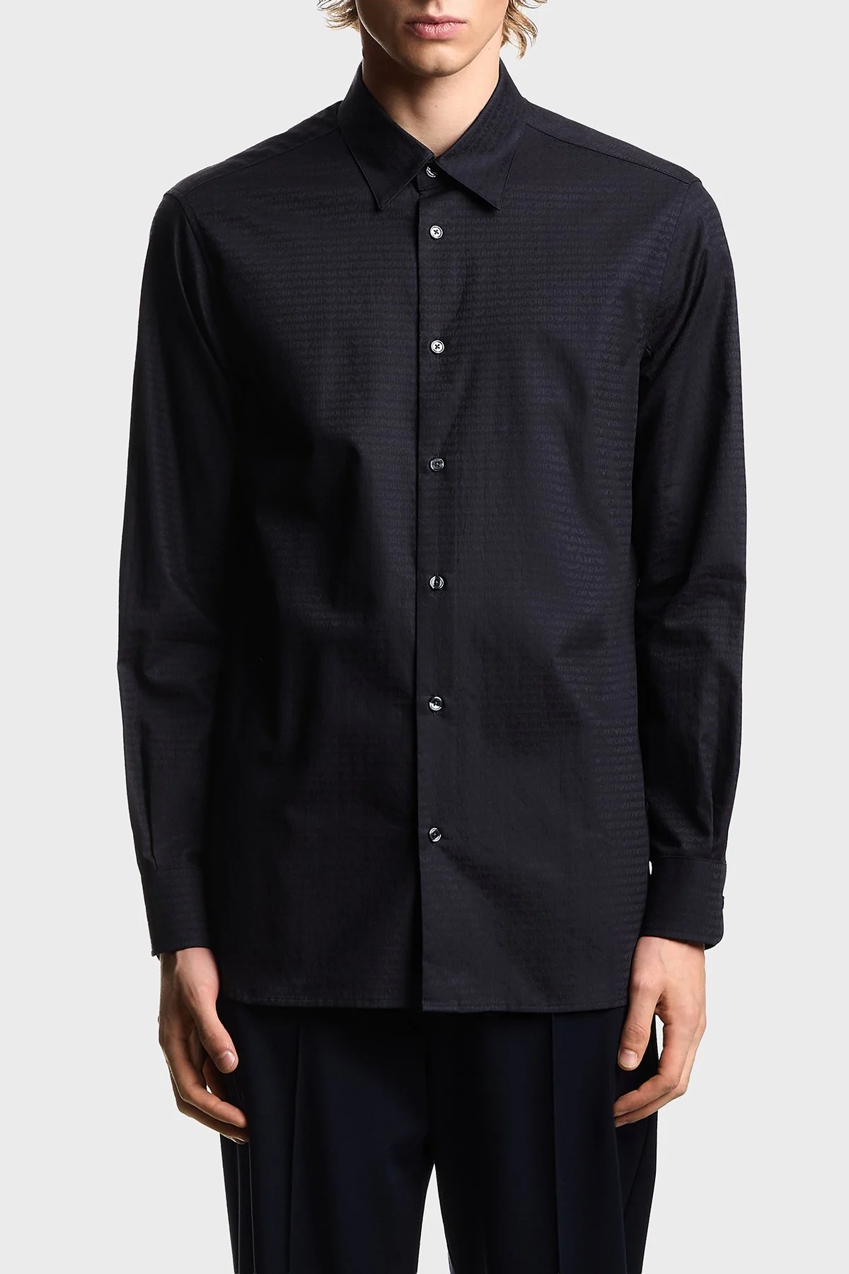 Emporio Armani Regular Fit Klasik Yaka Uzun Kollu Erkek Gömlek EM001537 AF18123 FB319 LACİVERT - 1