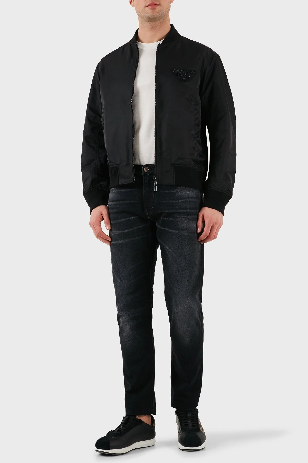 Emporio Armani Regular Fit Kolej Yaka Logolu Bomber Erkek Mont EM001865 AF15344 U8133 SİYAH - 9