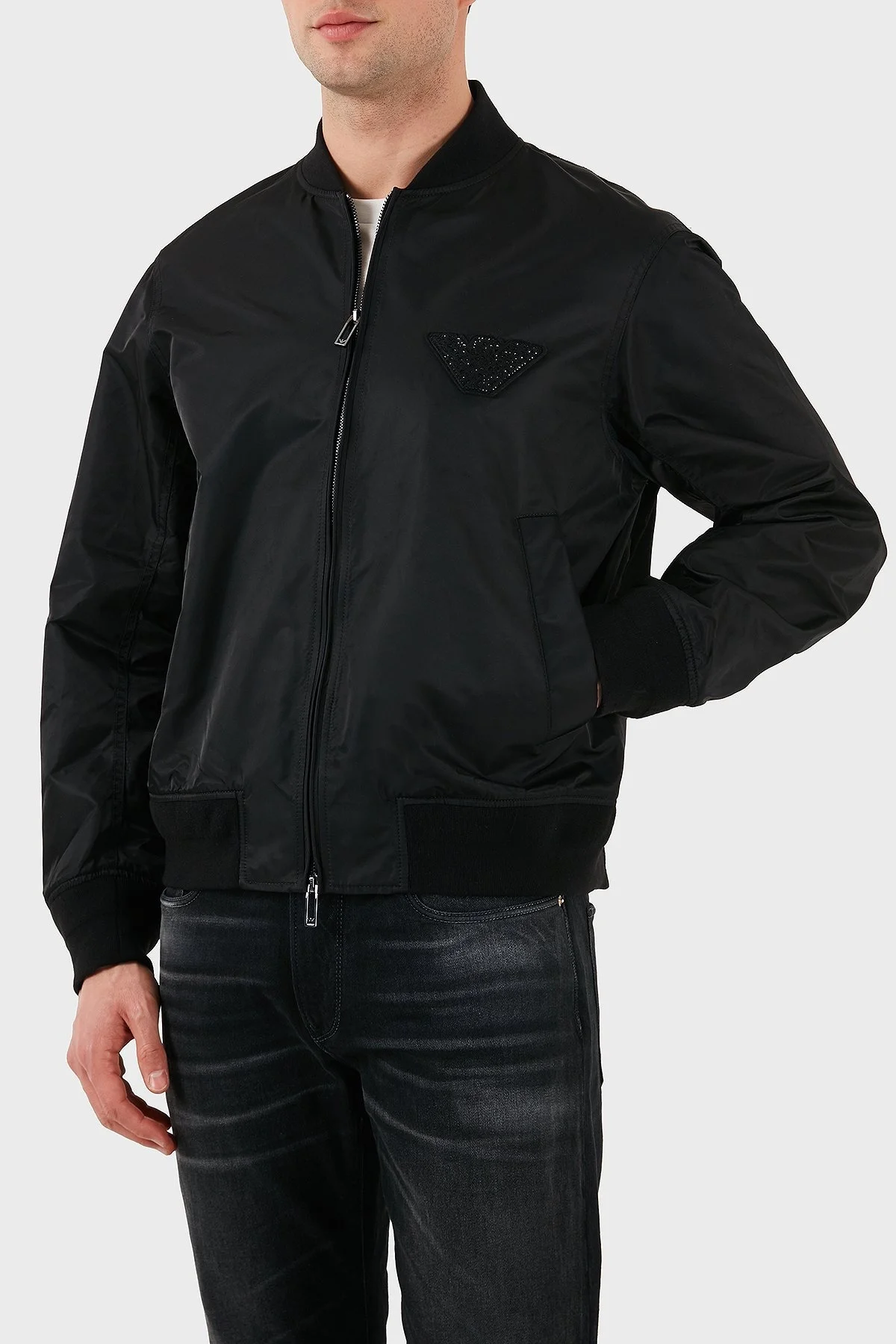 Emporio Armani Regular Fit Kolej Yaka Logolu Bomber Erkek Mont EM001865 AF15344 U8133 SİYAH - 13