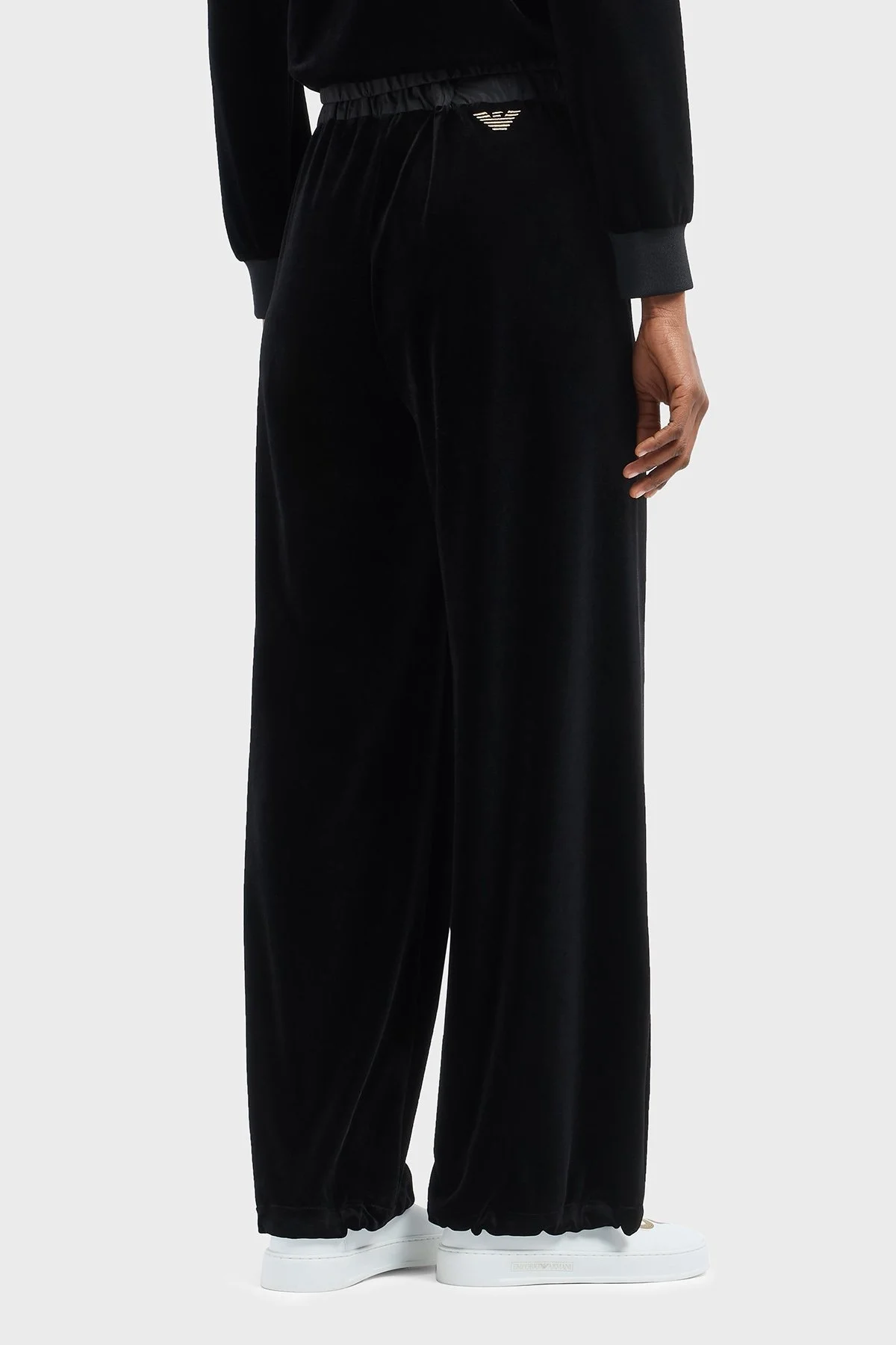 Emporio Armani Regular Fit Lastikli Bel Bol Paça Şönil Bayan Pantolon EW001167 AF13341 UC001 SİYAH - 2