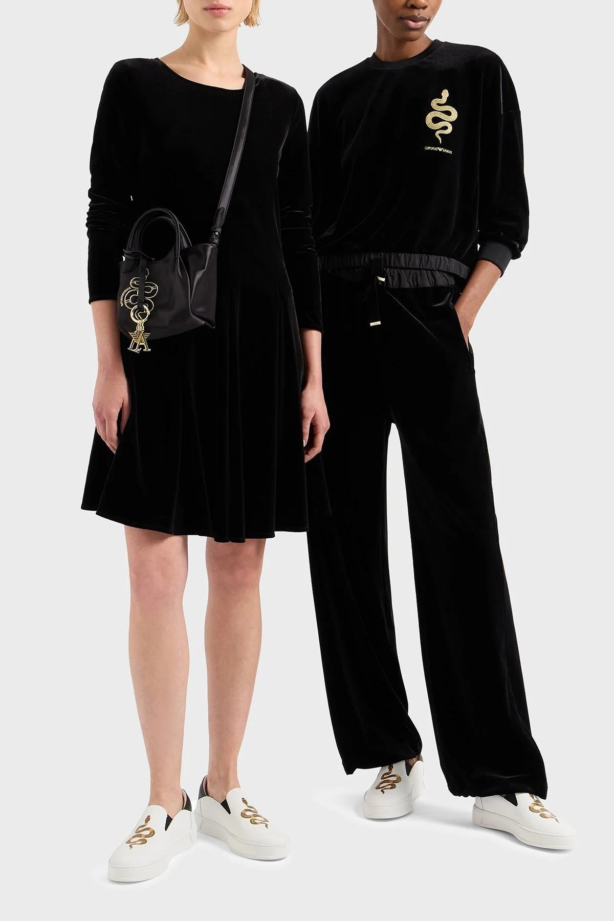 Emporio Armani Regular Fit Lastikli Bel Bol Paça Şönil Bayan Pantolon EW001167 AF13341 UC001 SİYAH - 3