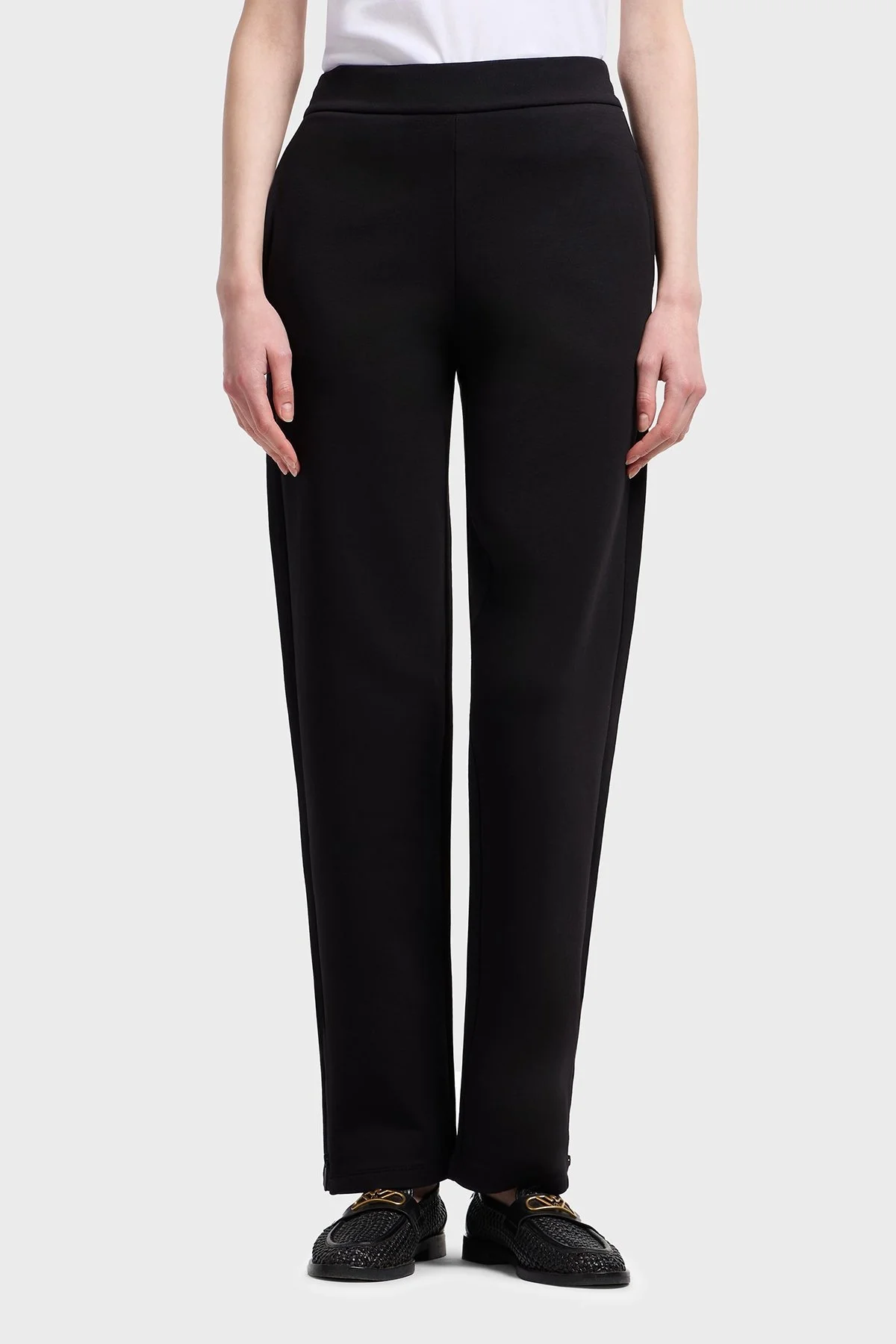 Emporio Armani Regular Fit Lastikli Bel Düz Paça Bayan Pantolon EW000484 AF10002 UC001 SİYAH - 6