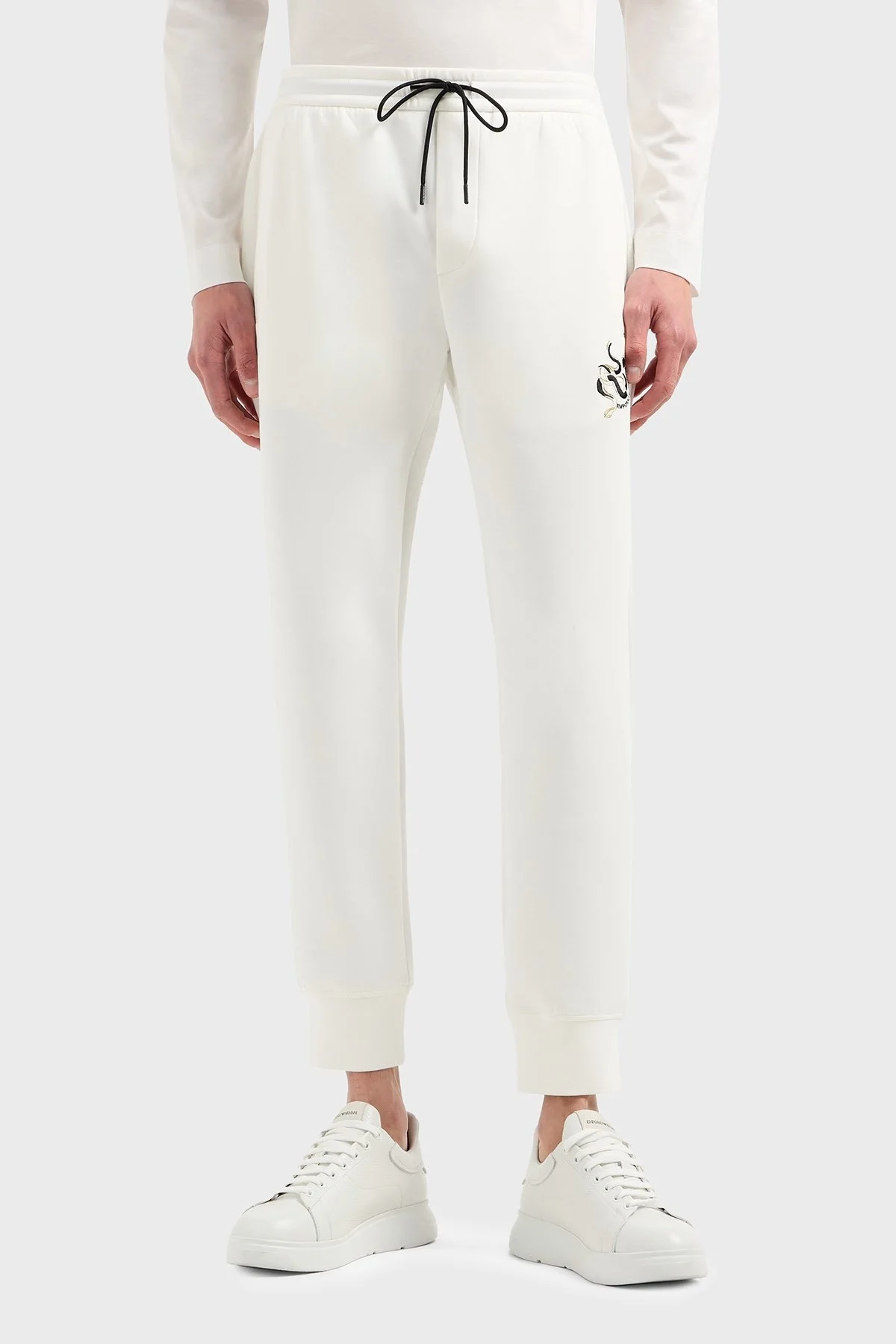 Emporio Armani Regular Fit Lastiklil Bel Ribanalı Paça Jogger Erkek Pantolon EM001701 AF10013 U0003 BEYAZ - 1