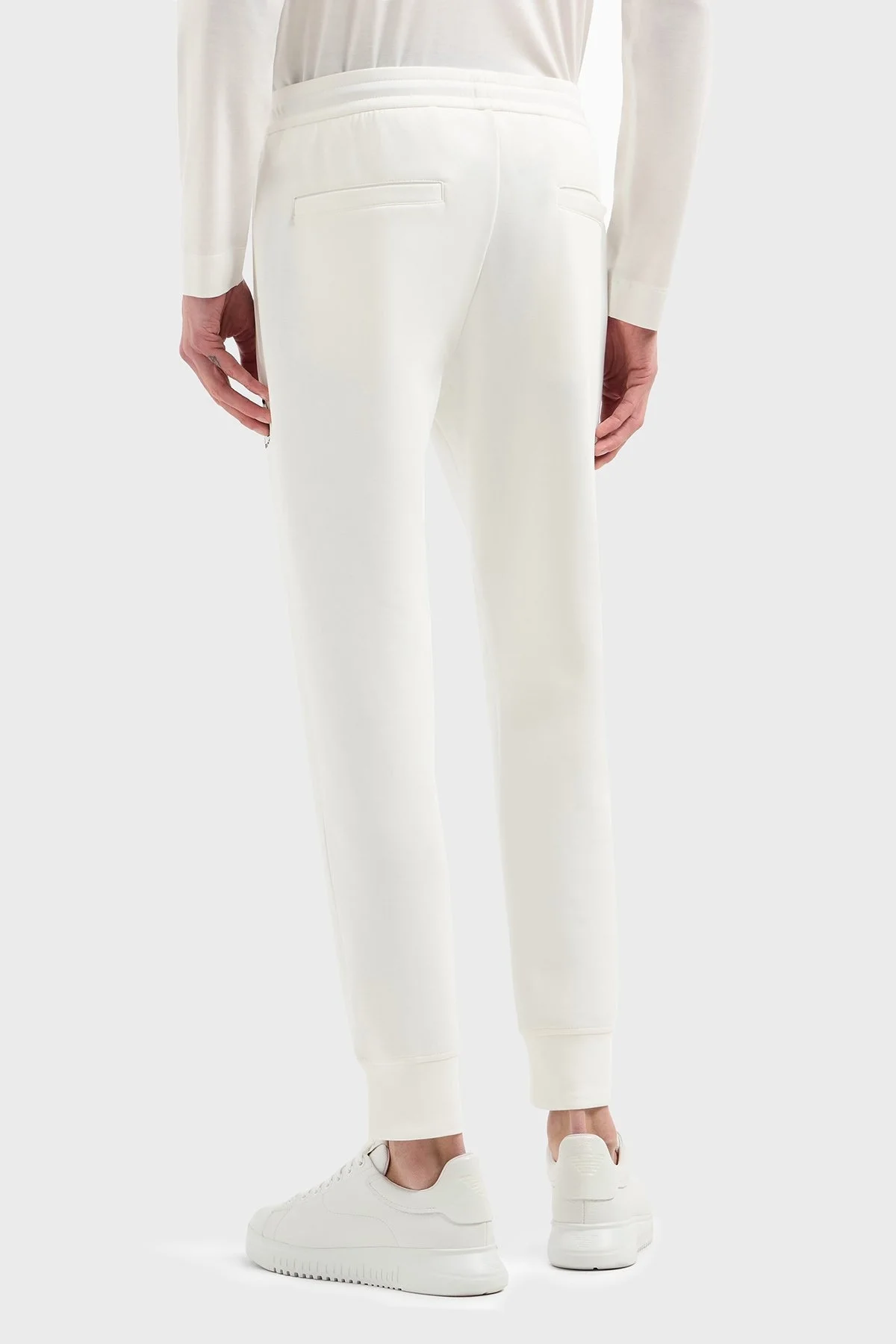 Emporio Armani Regular Fit Lastiklil Bel Ribanalı Paça Jogger Erkek Pantolon EM001701 AF10013 U0003 BEYAZ - 2