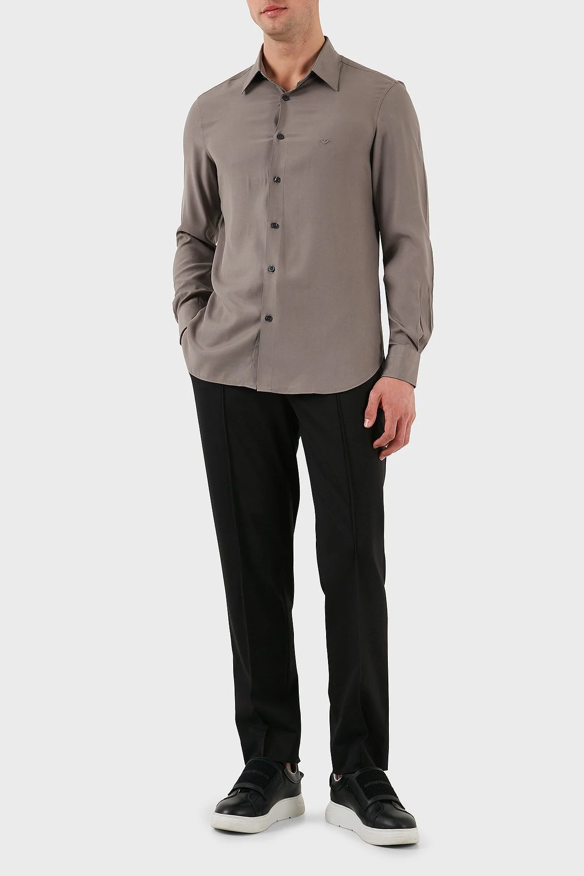 Emporio Armani Regular Fit Logolu Erkek Gömlek EM001537 AF14214 U6107 VİZON - 2