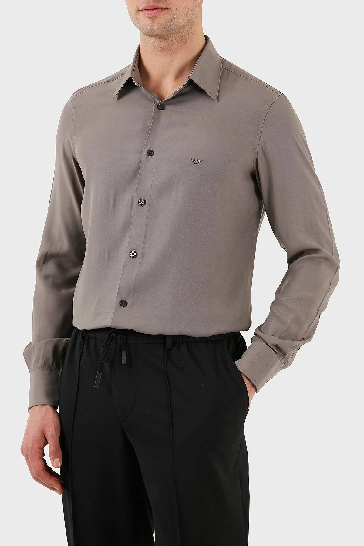Emporio Armani Regular Fit Logolu Erkek Gömlek EM001537 AF14214 U6107 VİZON - 4