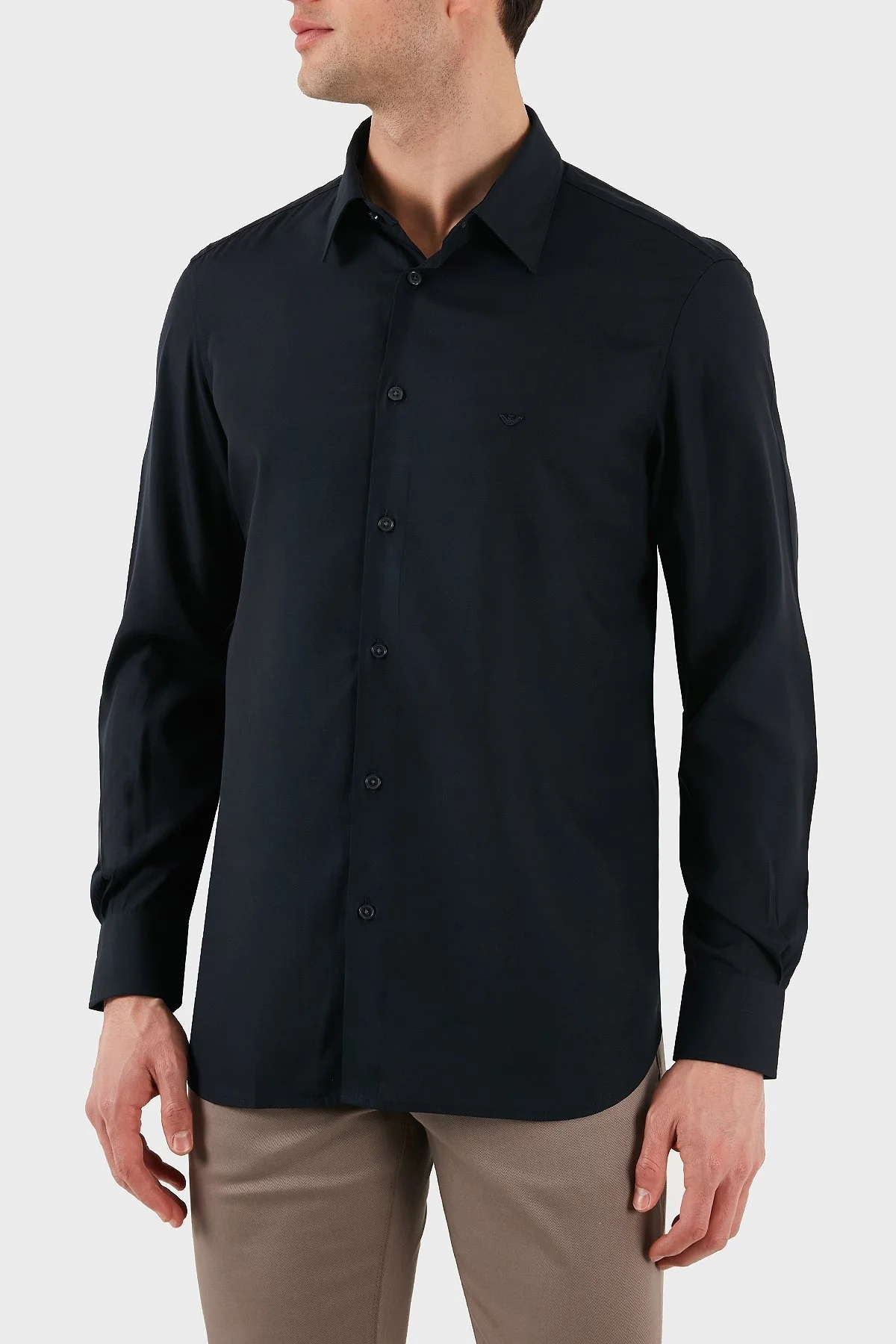 Emporio Armani Regular Fit Logolu Erkek Gömlek EM001537 AF14214 UB118 LACİVERT - 1