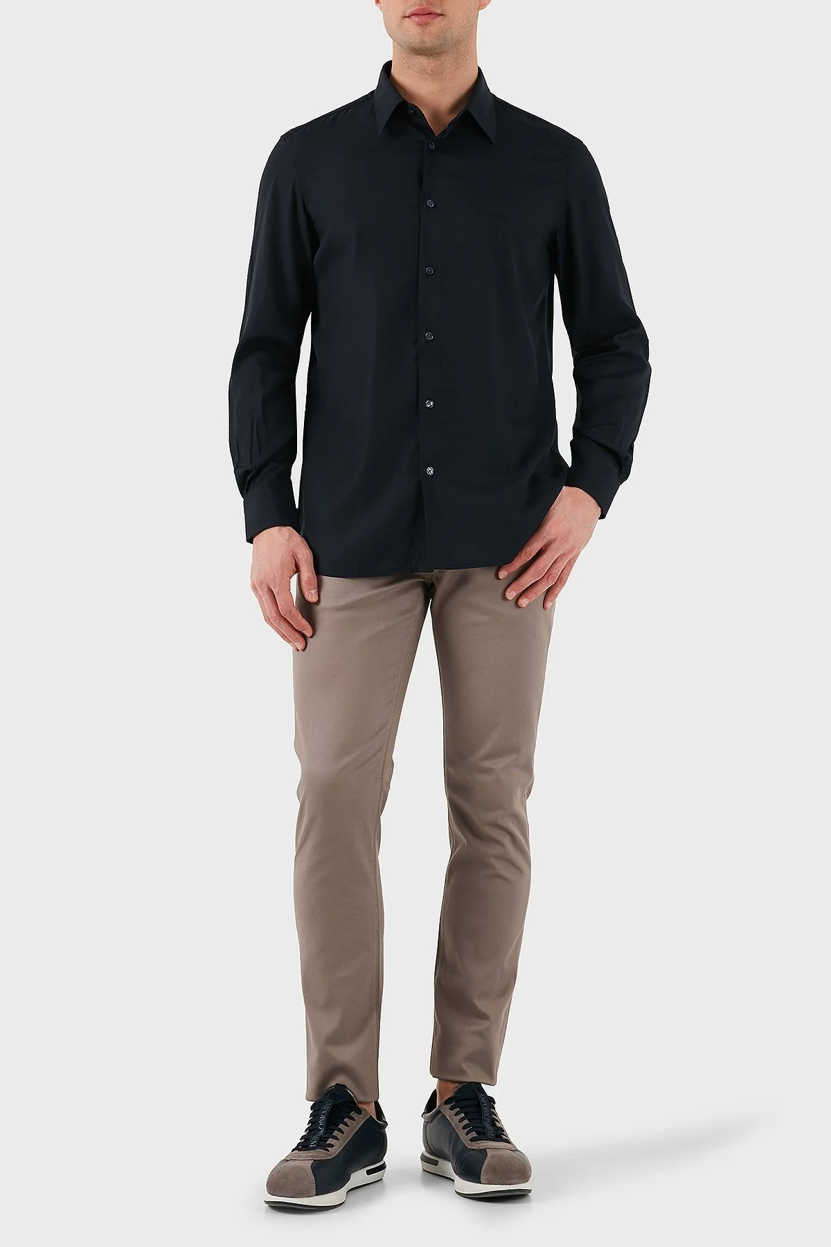 Emporio Armani Regular Fit Logolu Erkek Gömlek EM001537 AF14214 UB118 LACİVERT - 2