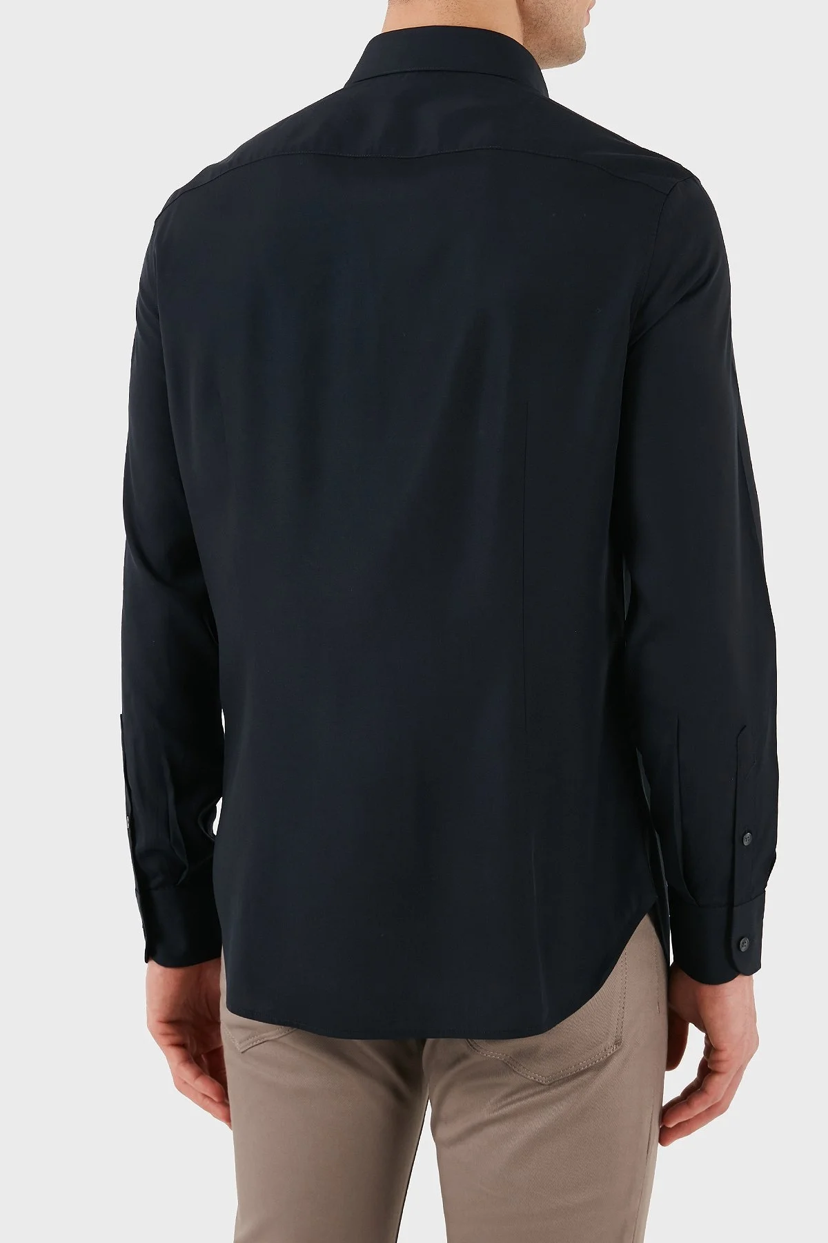 Emporio Armani Regular Fit Logolu Erkek Gömlek EM001537 AF14214 UB118 LACİVERT - 3