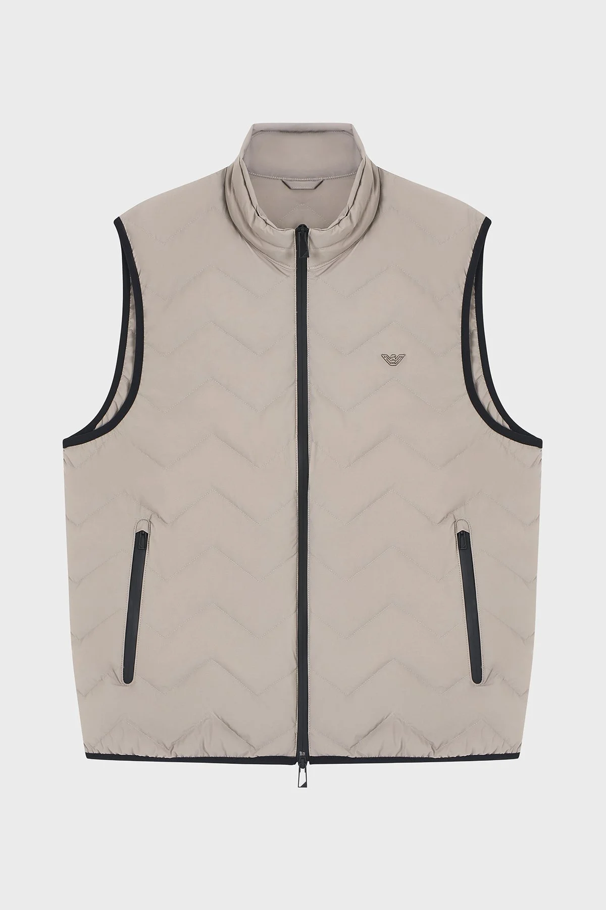 Emporio Armani Regular Fit Logolu Kapitoneli Dik Yaka Şişme Erkek Yelek EM004946 AF18499 U8049 VİZON - 5