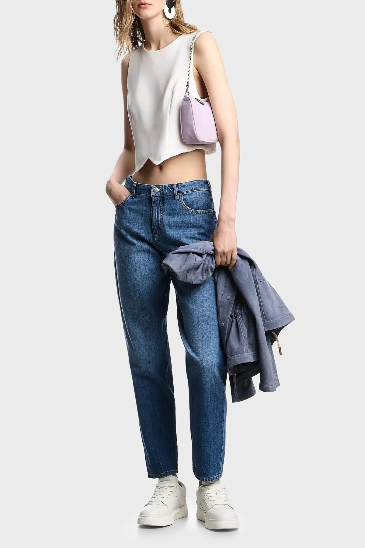 Emporio Armani Regular Fit Normal Bel Daralan Paça Jeans Bayan Kot Pantolon EW001502 AF12676 MB002 LACİVERT - 9