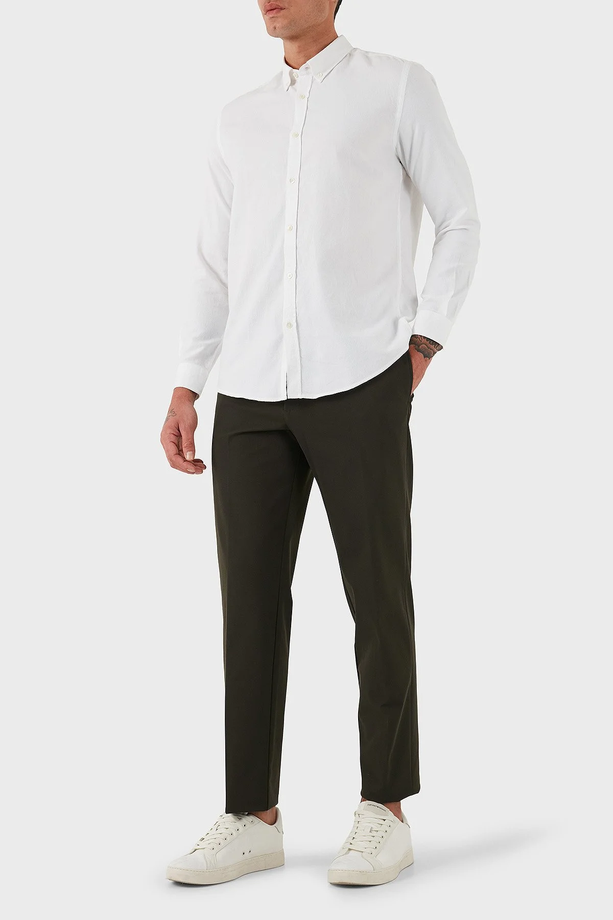 Emporio Armani Regular Fit Normal Bel Düz Paça Klasik Erkek Pantolon EM001505 AF18502 U8120 HAKİ - 1