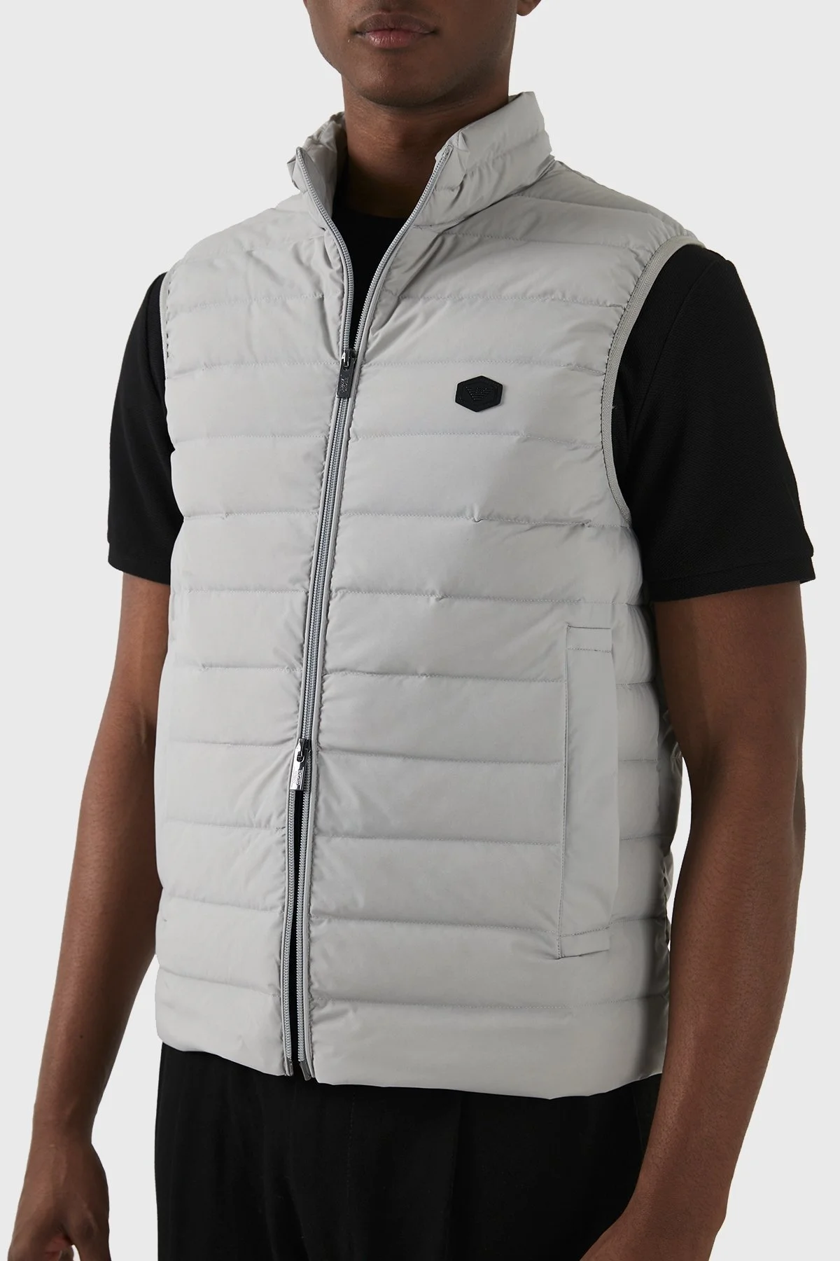 Emporio Armani Regular Fit Ördek Tüyü Dolgulu Dik Yaka Erkek Yelek 8N1BQ1 1NLRZ 06G1 GRİ - 4