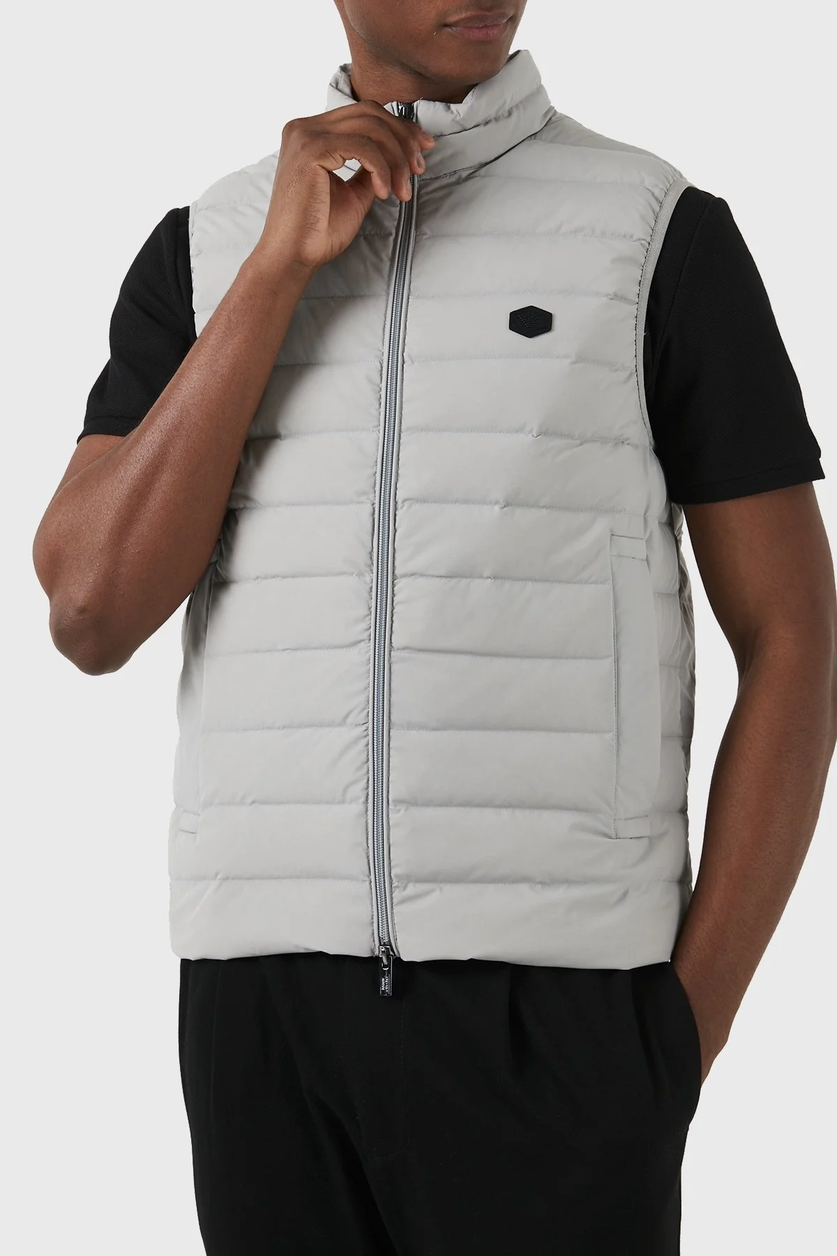 Emporio Armani Regular Fit Ördek Tüyü Dolgulu Dik Yaka Erkek Yelek 8N1BQ1 1NLRZ 06G1 GRİ - 5