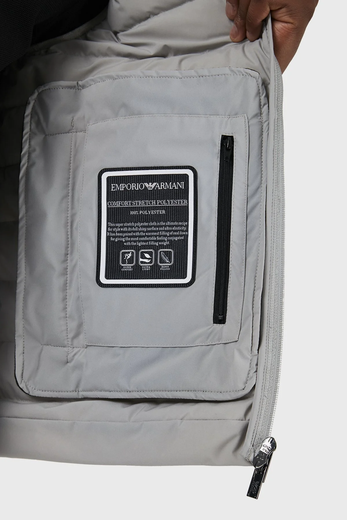 Emporio Armani Regular Fit Ördek Tüyü Dolgulu Dik Yaka Erkek Yelek 8N1BQ1 1NLRZ 06G1 GRİ - 6