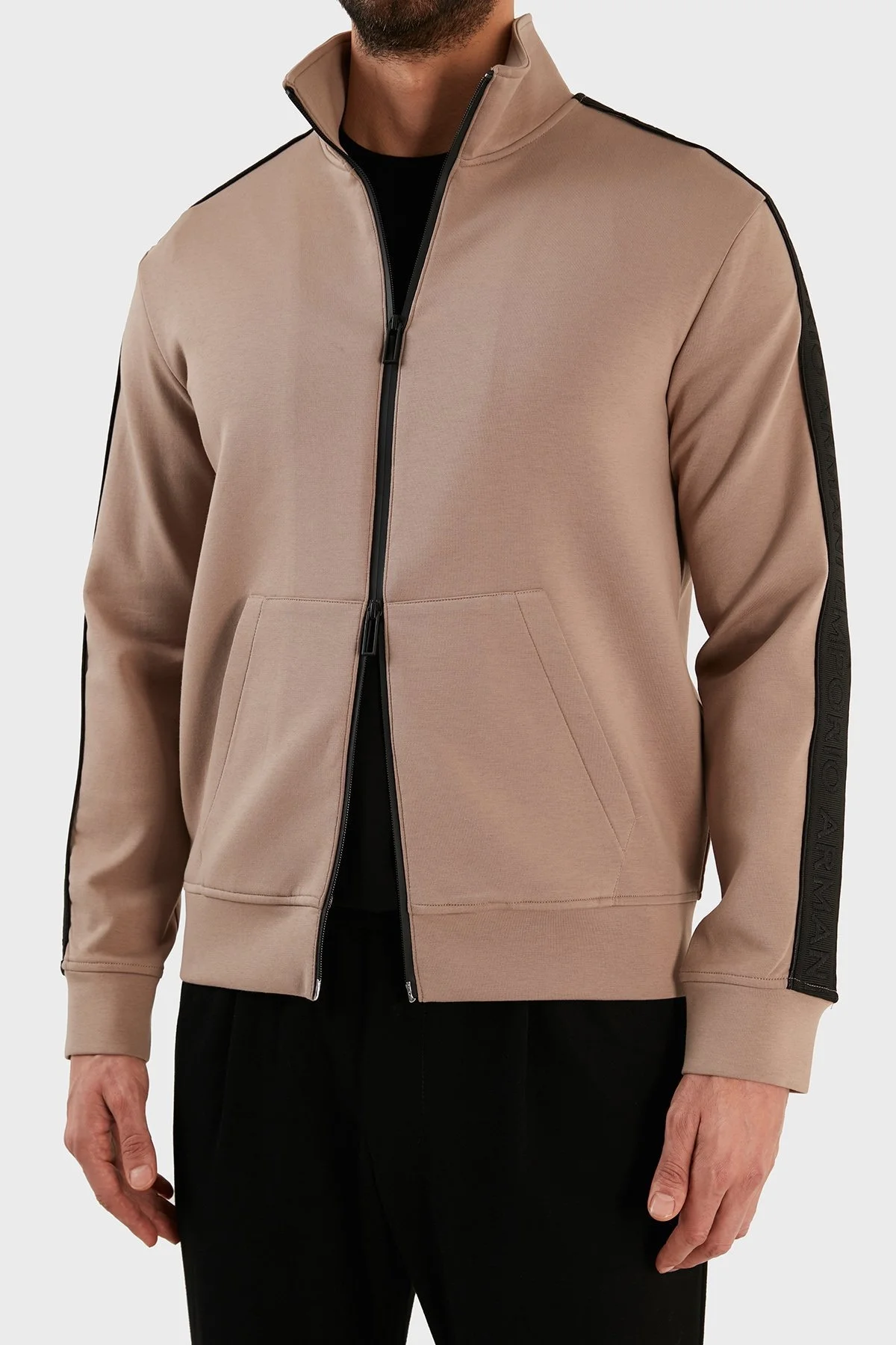 Emporio Armani Regular Fit Pamuklu Dik Yaka Fermuarlı Erkek Sweat 3R1MBA 1JHSZ 0144 TOPRAK - 2