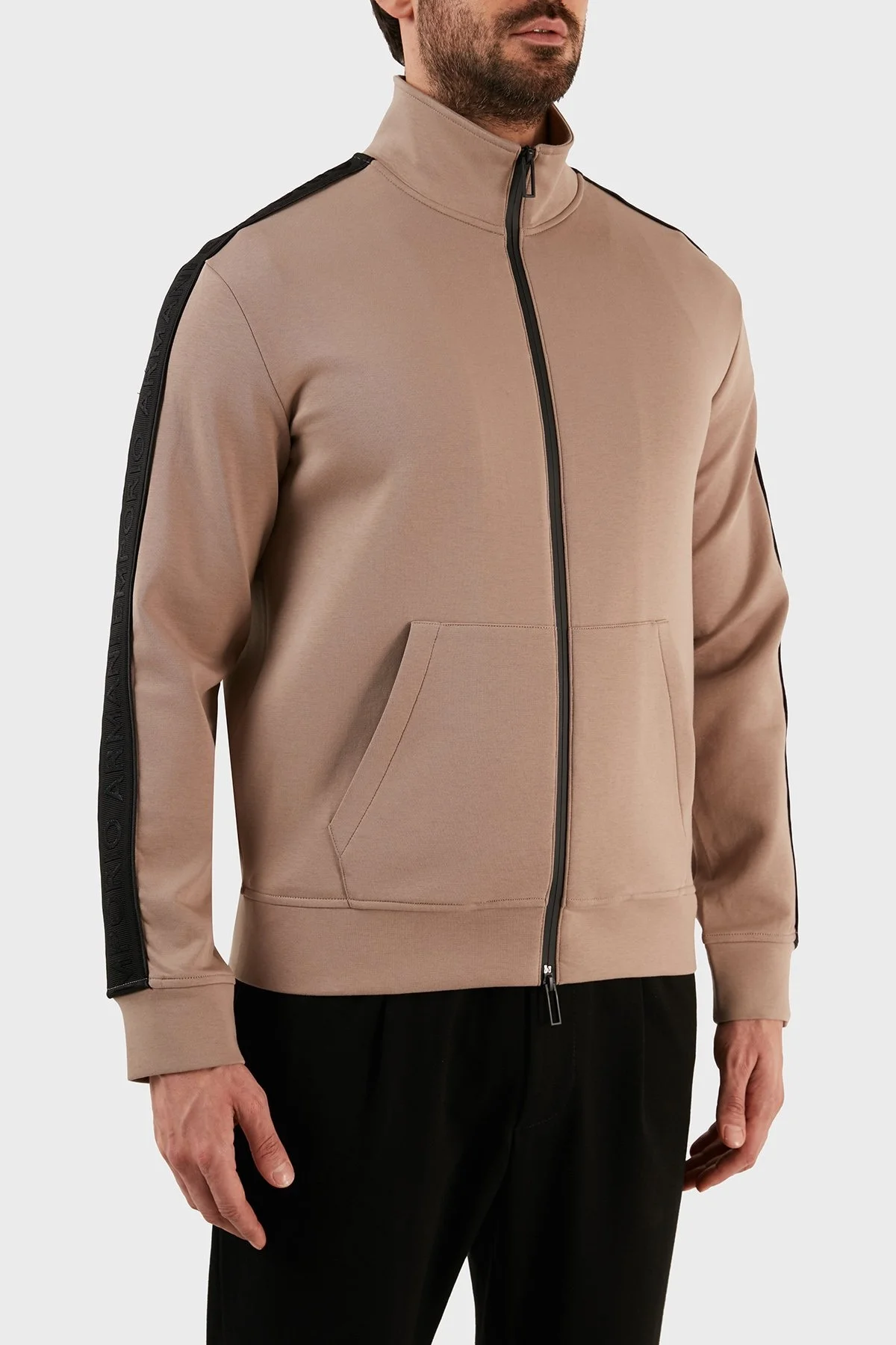 Emporio Armani Regular Fit Pamuklu Dik Yaka Fermuarlı Erkek Sweat 3R1MBA 1JHSZ 0144 TOPRAK - 3
