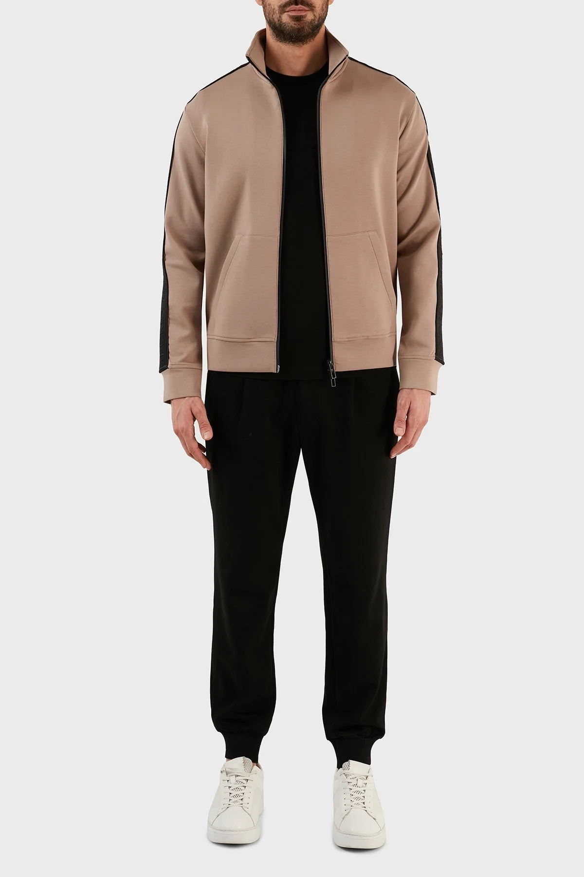 Emporio Armani Regular Fit Pamuklu Dik Yaka Fermuarlı Erkek Sweat 3R1MBA 1JHSZ 0144 TOPRAK - 4