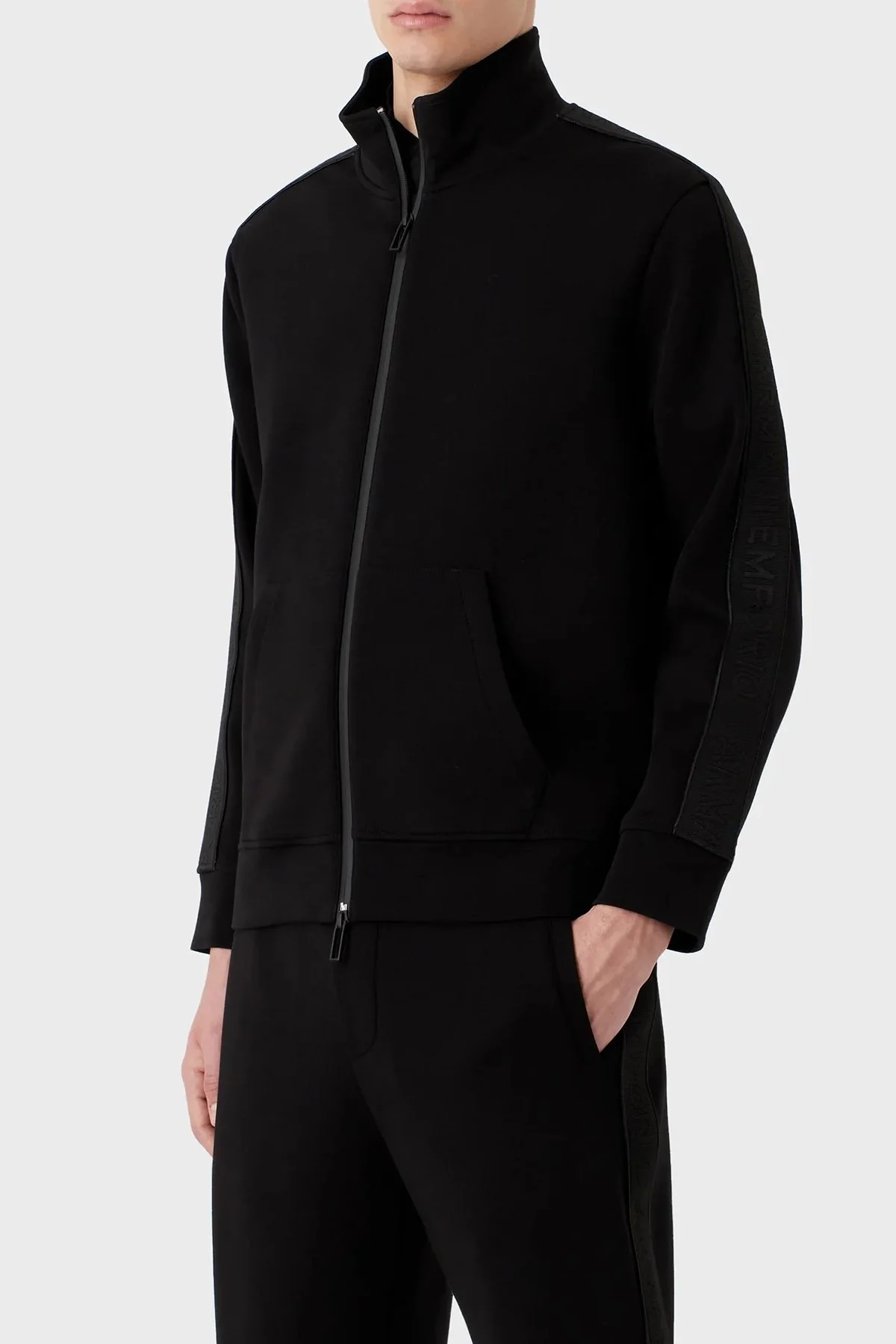Emporio Armani Regular Fit Pamuklu Dik Yaka Fermuarlı Erkek Sweat 3R1MBA 1JHSZ 0999 SİYAH - 1