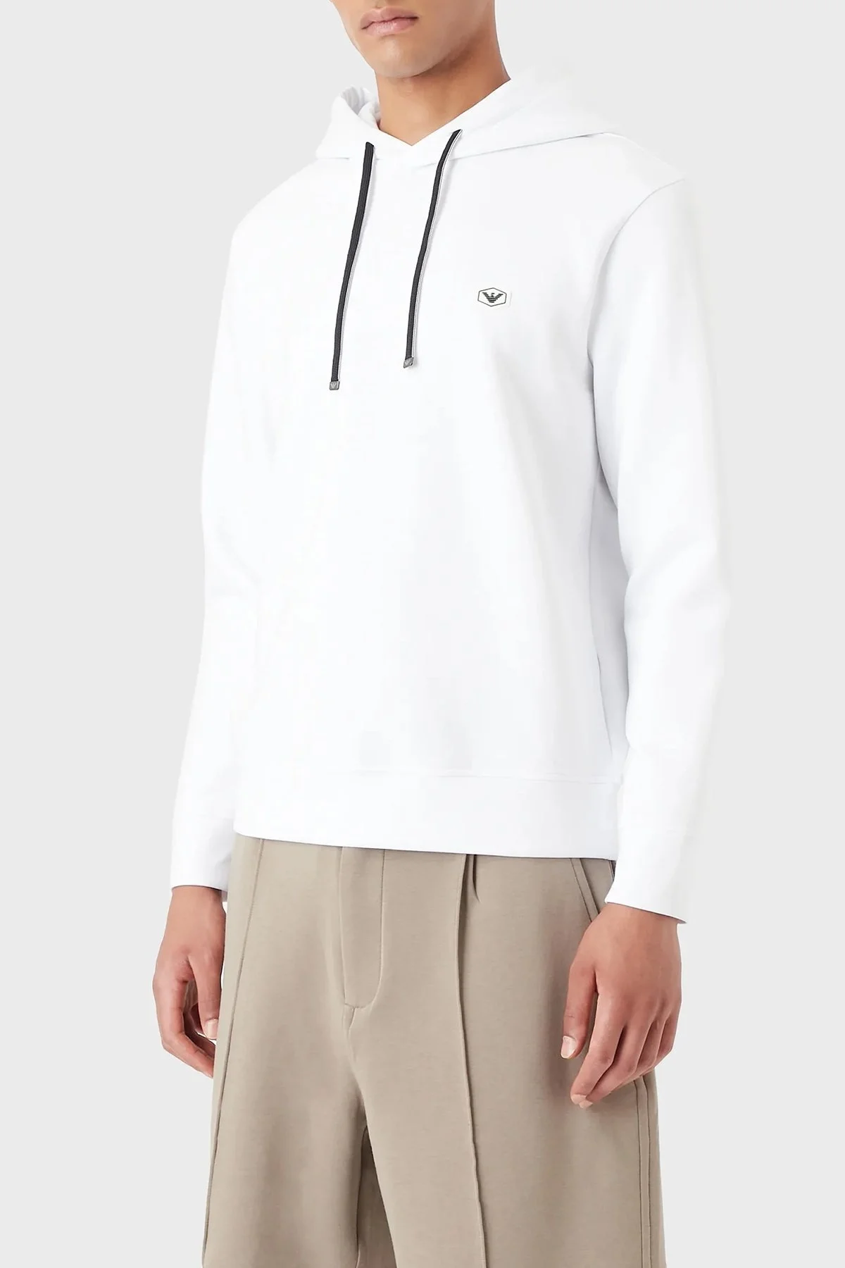 Emporio Armani Regular Fit Pamuklu Kapüşonlu Erkek Sweat 8N1MD0 1JHSZ 0100 BEYAZ - 5