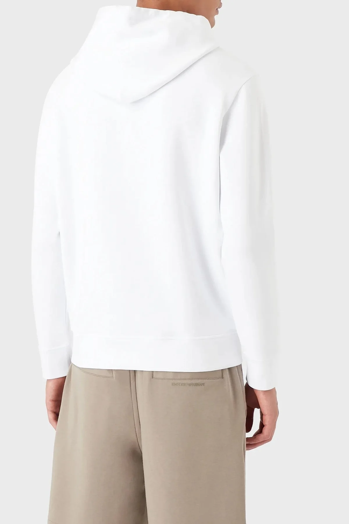 Emporio Armani Regular Fit Pamuklu Kapüşonlu Erkek Sweat 8N1MD0 1JHSZ 0100 BEYAZ - 7