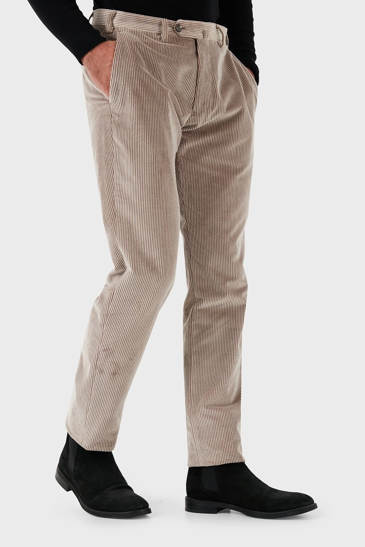 Emporio Armani Regular Fit Pamuklu Normal Bel Kadife Erkek Pantolon EM000076 TE11124 U6171 BEJ - 3