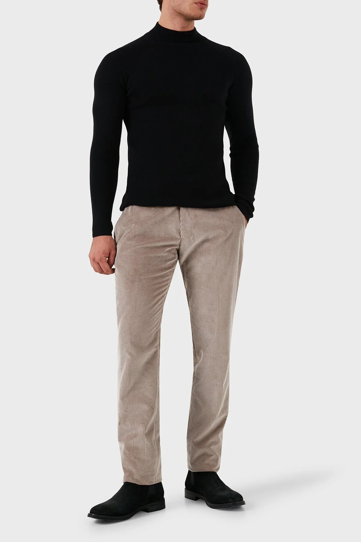 Emporio Armani Regular Fit Pamuklu Normal Bel Kadife Erkek Pantolon EM000076 TE11124 U6171 BEJ - 5