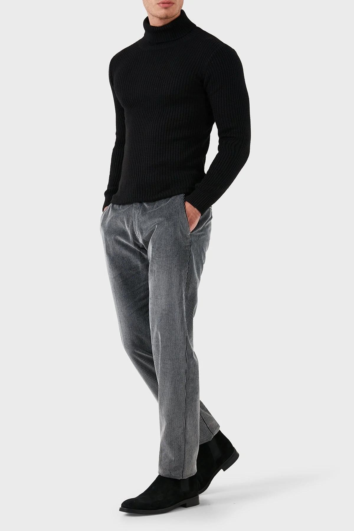 Emporio Armani Regular Fit Pamuklu Normal Bel Kadife Erkek Pantolon EM000076 TE11124 U8124 ANTRASİT - 8