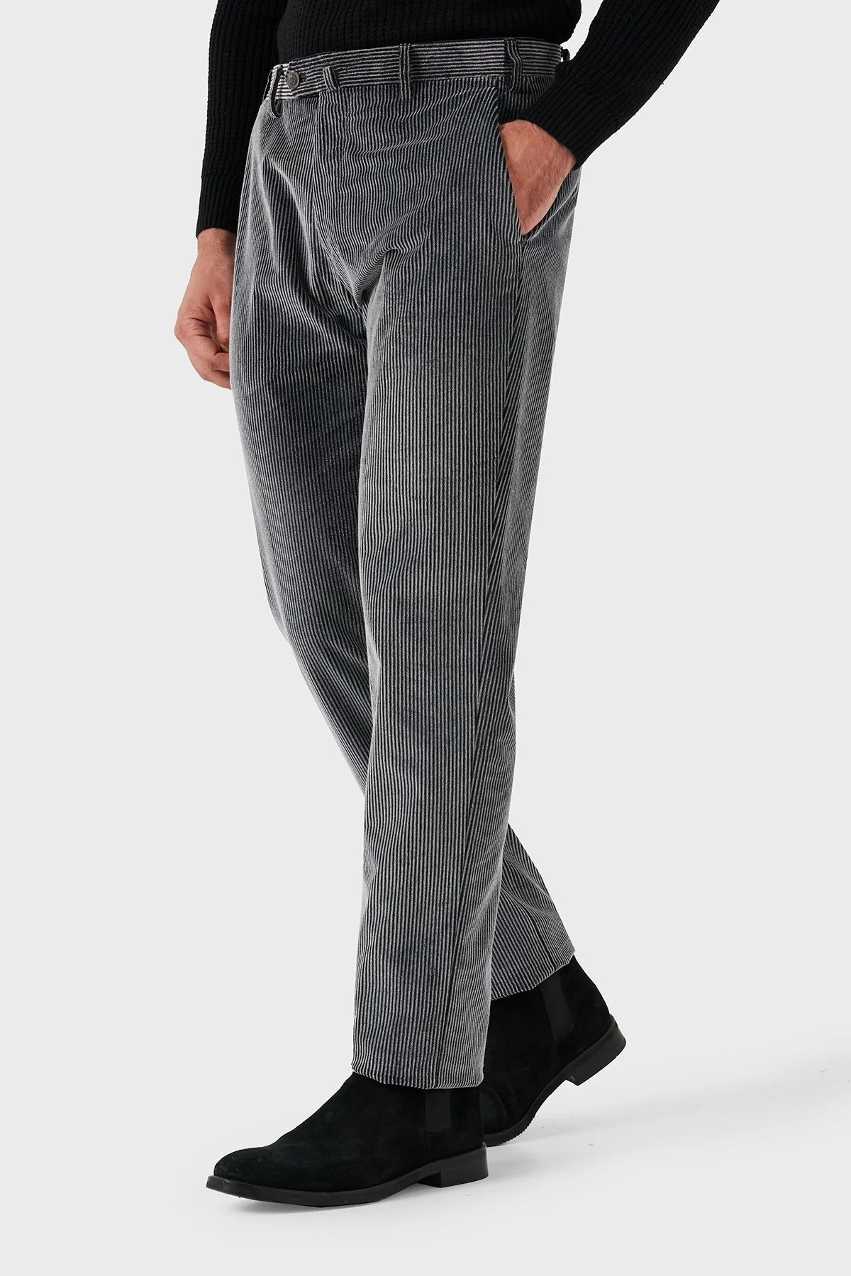 Emporio Armani Regular Fit Pamuklu Normal Bel Kadife Erkek Pantolon EM000076 TE11124 U8124 ANTRASİT - 9
