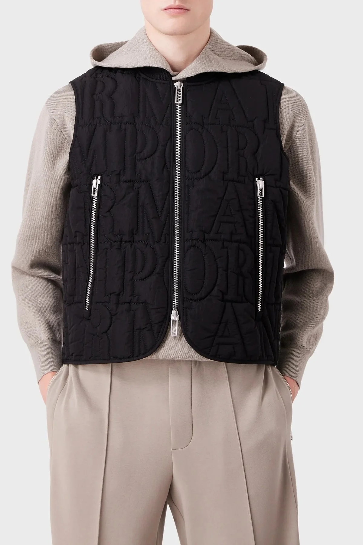 Emporio Armani Regular Fit Su Geçirmez Fermuarlı Erkek Yelek 6R1BN8 1NZKZ 0999 SİYAH - 1